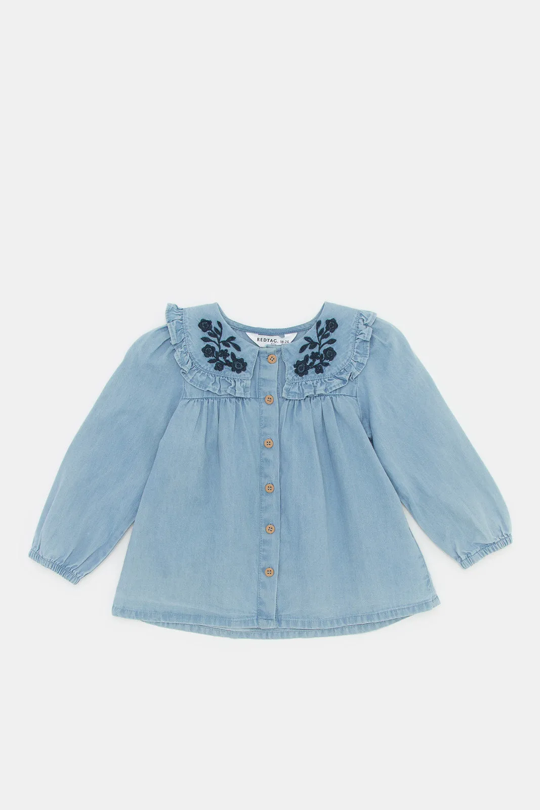 Infant Girls Blue Denim Front Buttoned Top