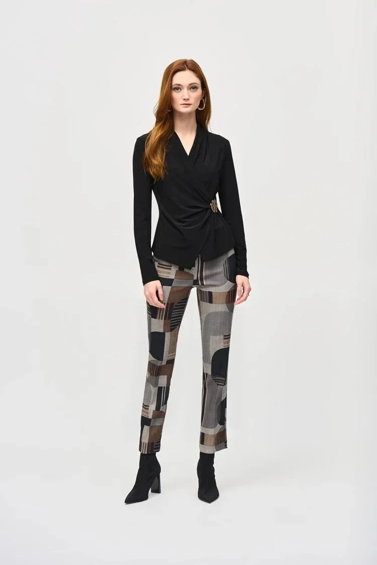 Jacquard Abstract Print Pants