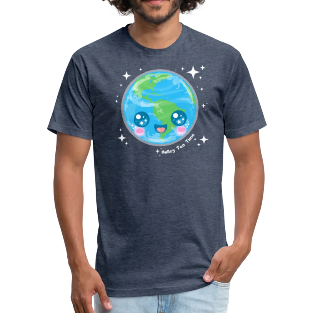 Kawaii Earth Fitted Cotton/Poly T-Shirt