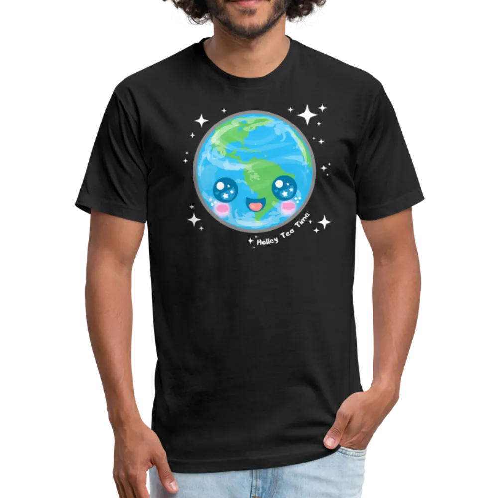 Kawaii Earth Fitted Cotton/Poly T-Shirt