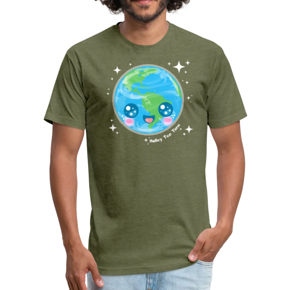 Kawaii Earth Fitted Cotton/Poly T-Shirt