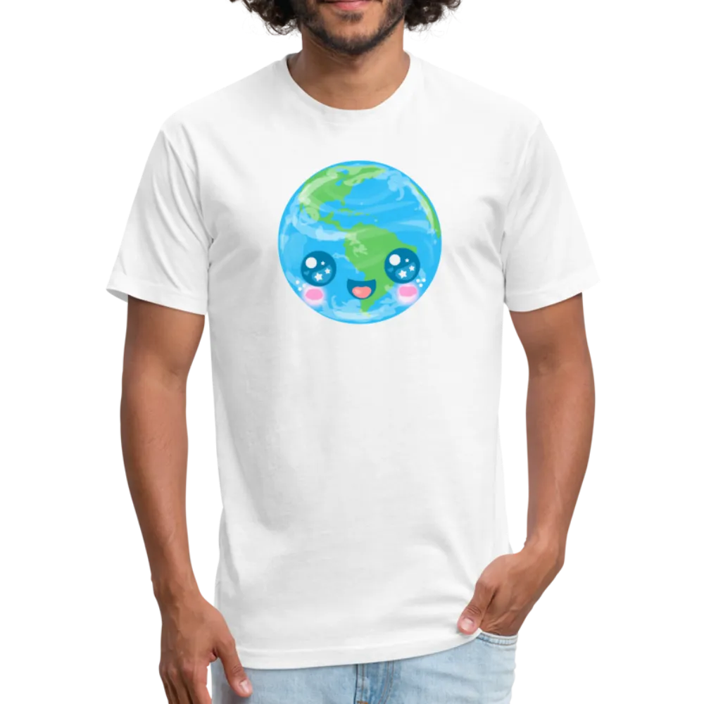 Kawaii Earth Fitted Cotton/Poly T-Shirt