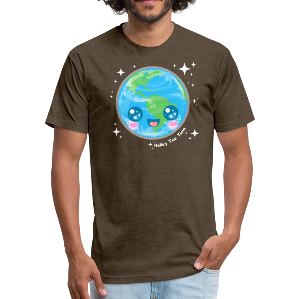 Kawaii Earth Fitted Cotton/Poly T-Shirt