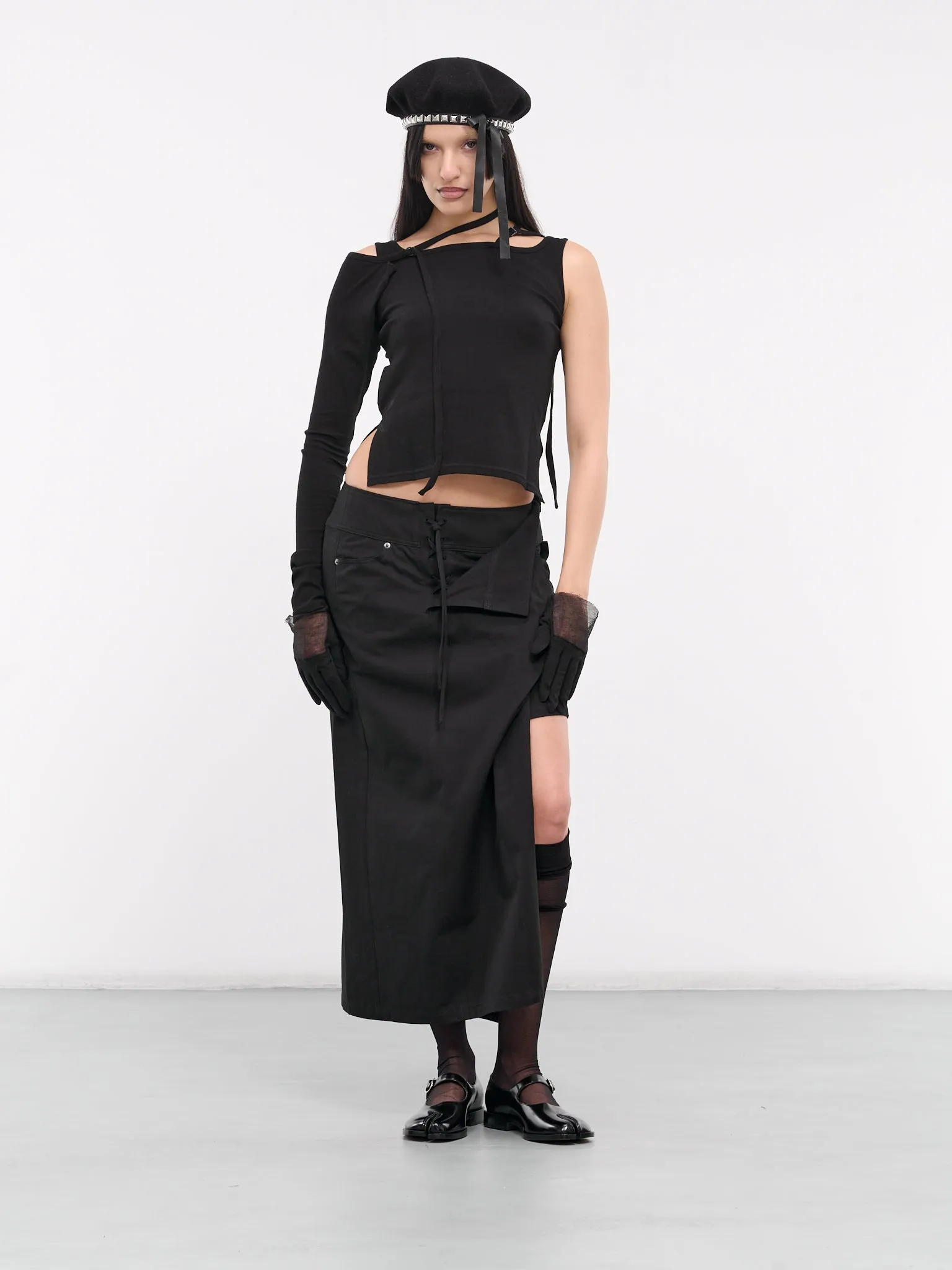 Lace-Up Maxi Skirt (FS-S68-002-BLACK)