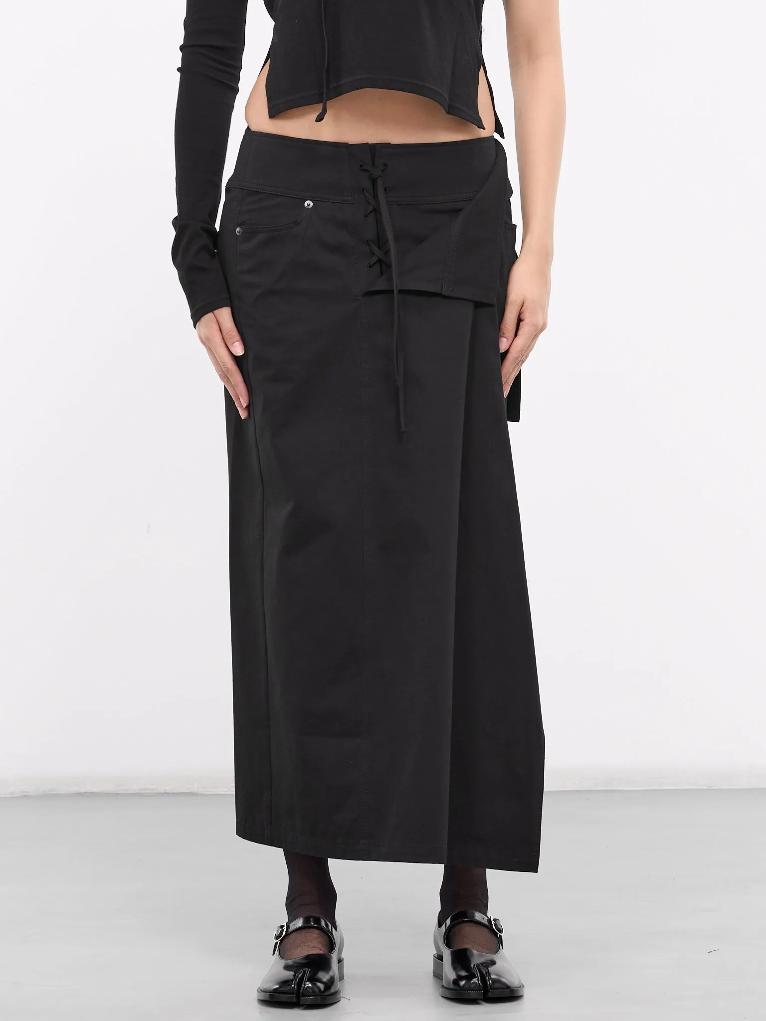 Lace-Up Maxi Skirt (FS-S68-002-BLACK)