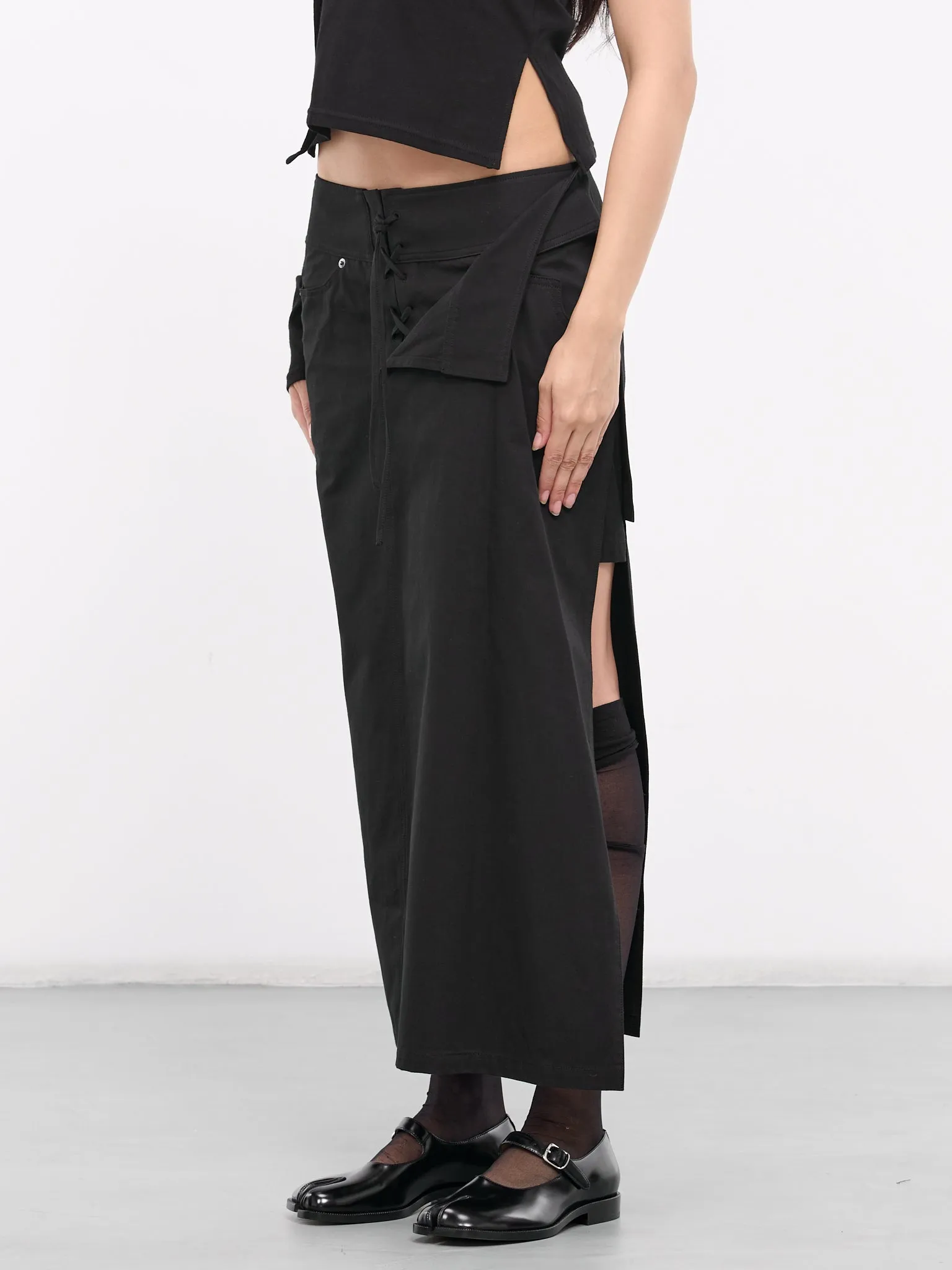 Lace-Up Maxi Skirt (FS-S68-002-BLACK)