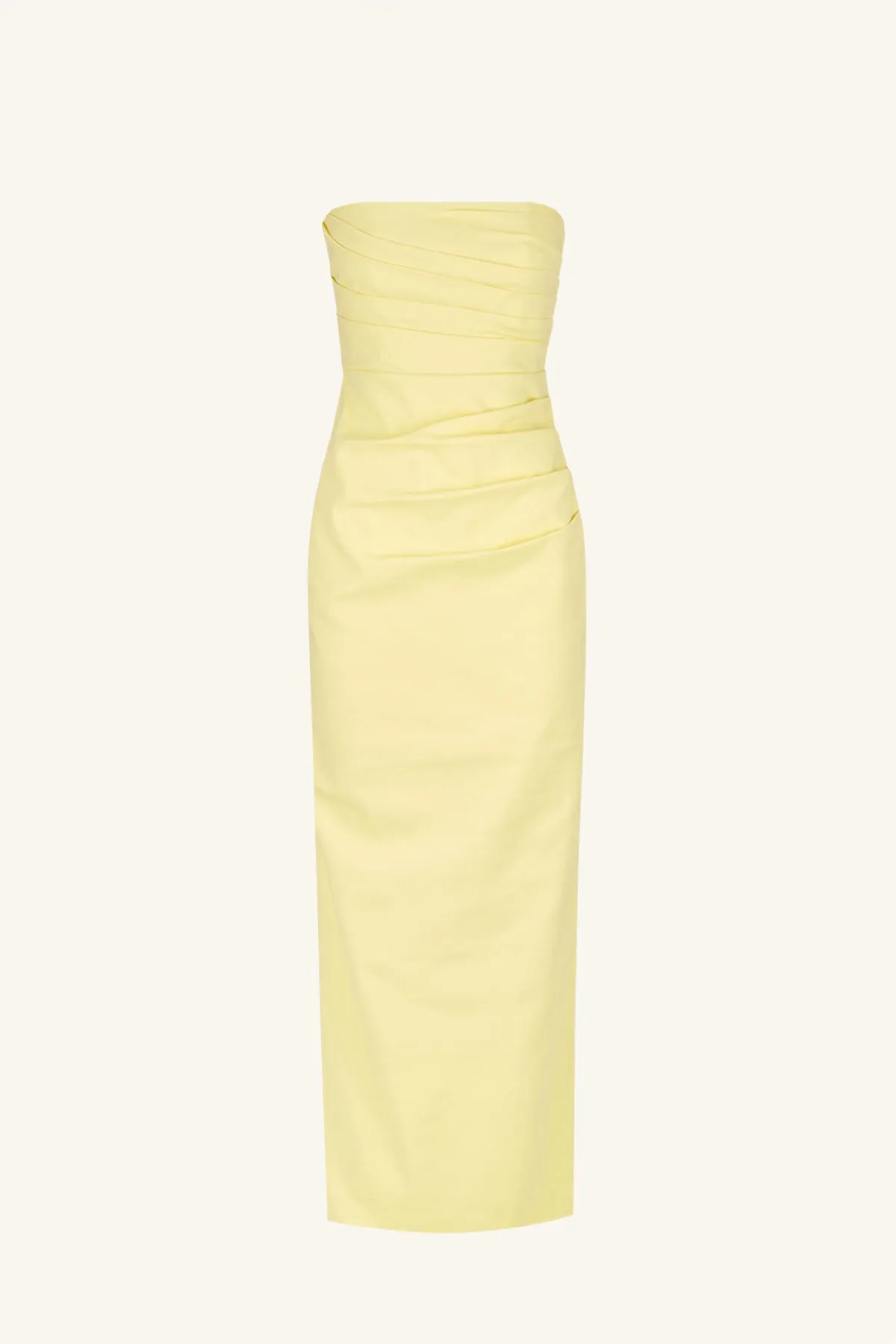 LANI STRAPLESS DRAPED MAXI DRESS - LEMONADE