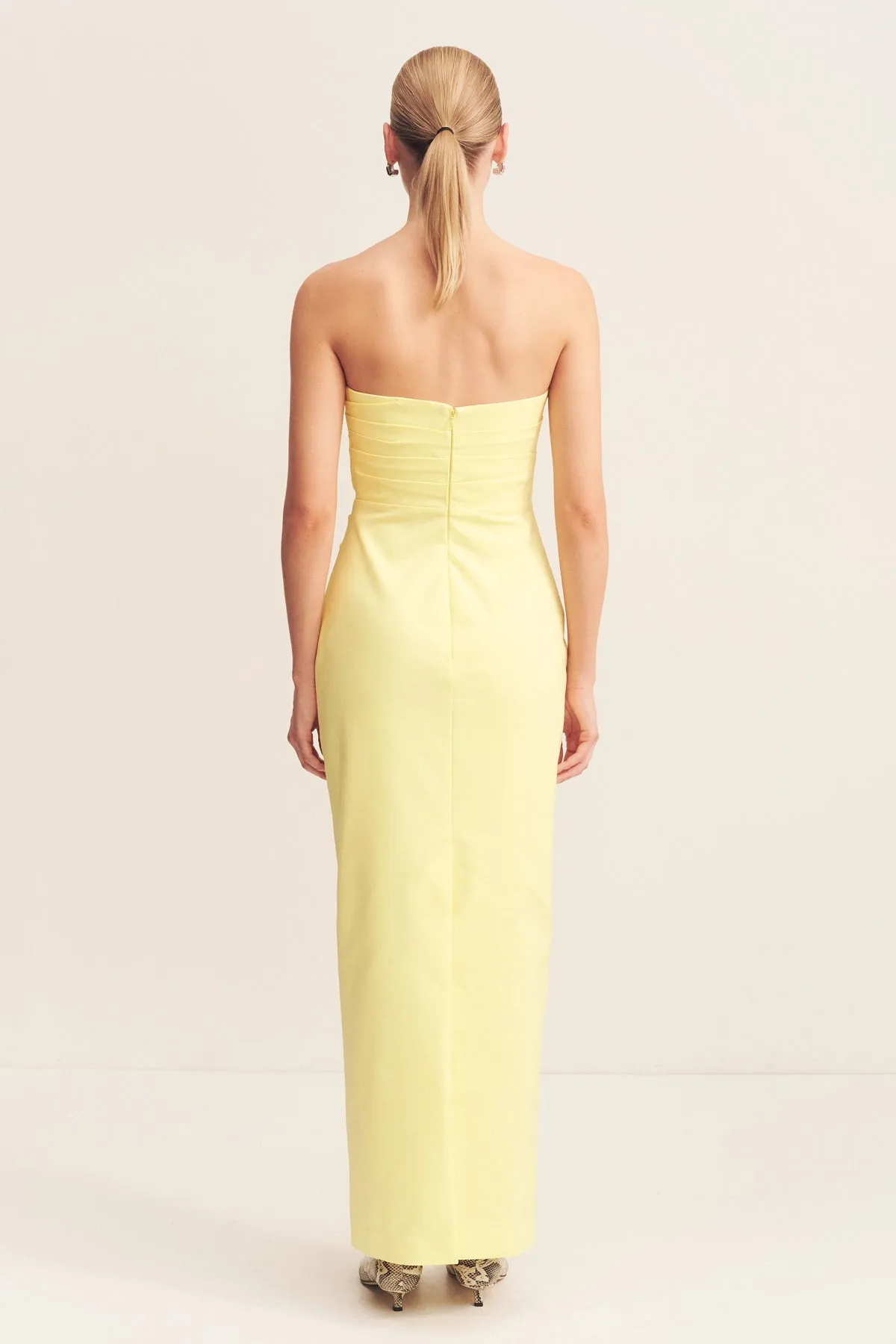 LANI STRAPLESS DRAPED MAXI DRESS - LEMONADE