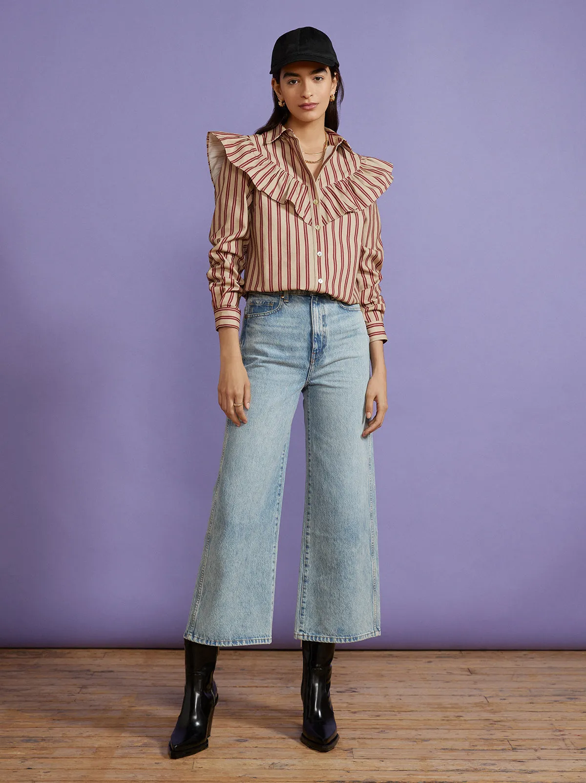 Lucinda Striped Canvas Frilled Shirt