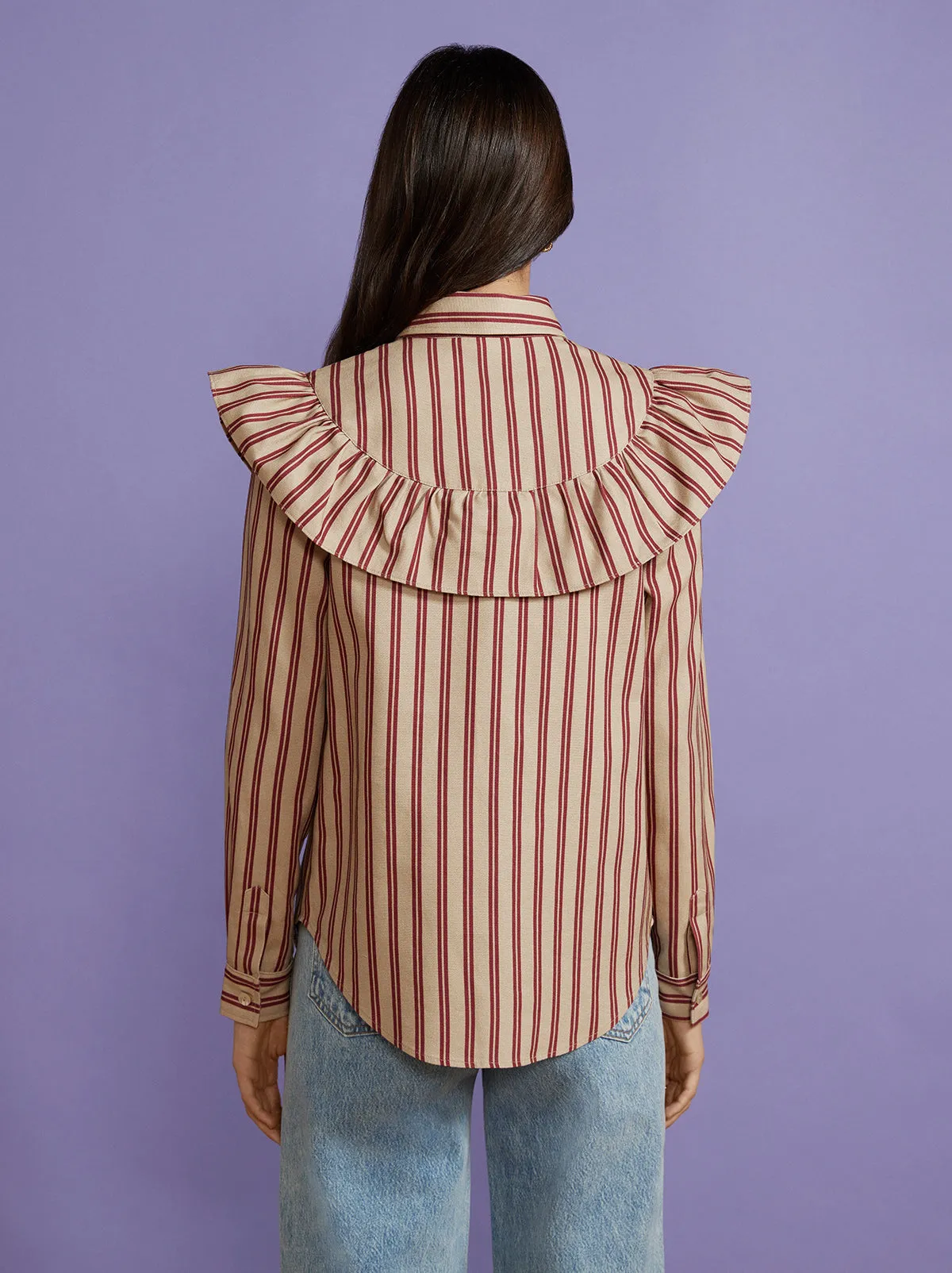 Lucinda Striped Canvas Frilled Shirt