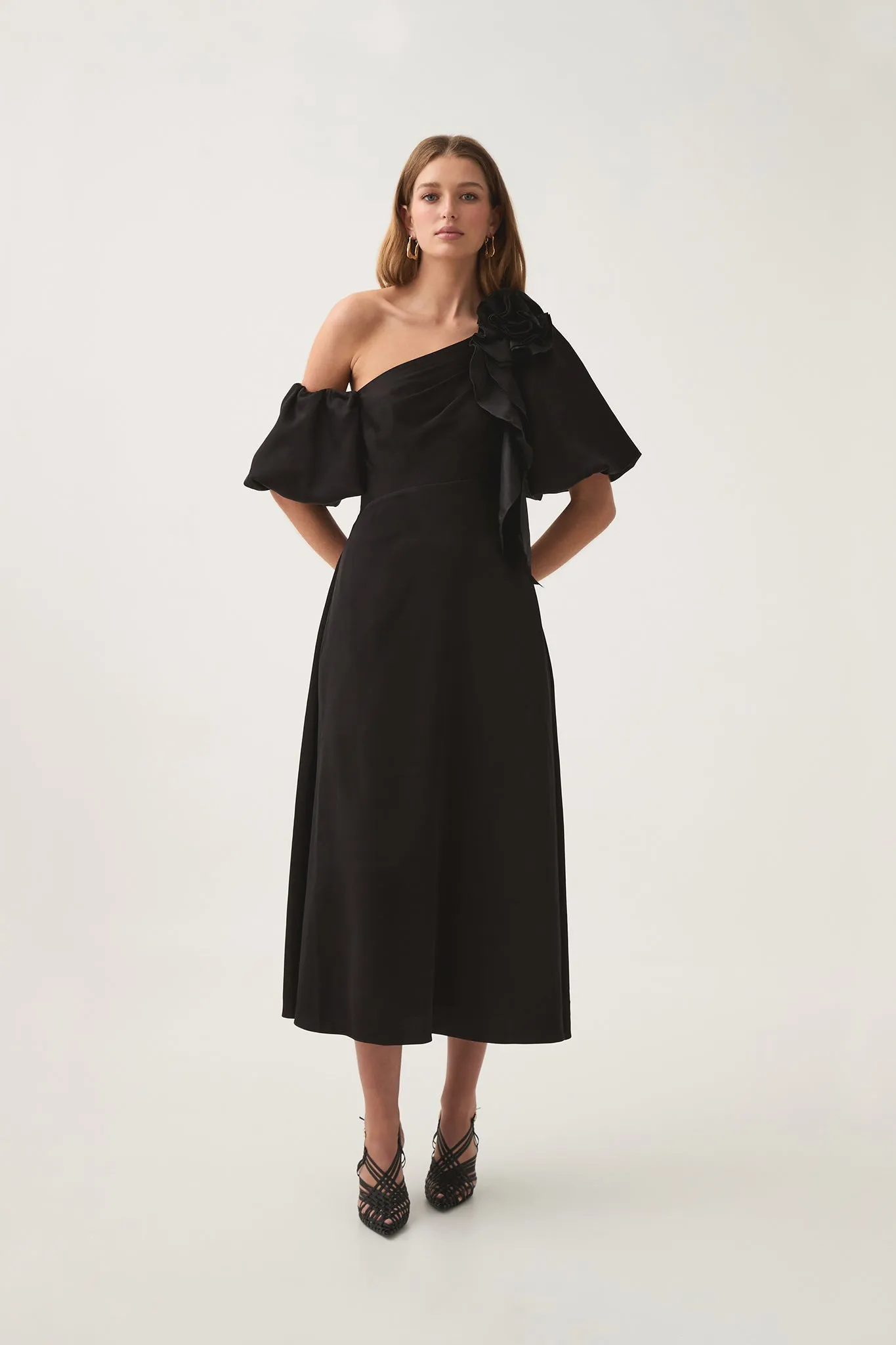 Magnetic Draped Midi Dress