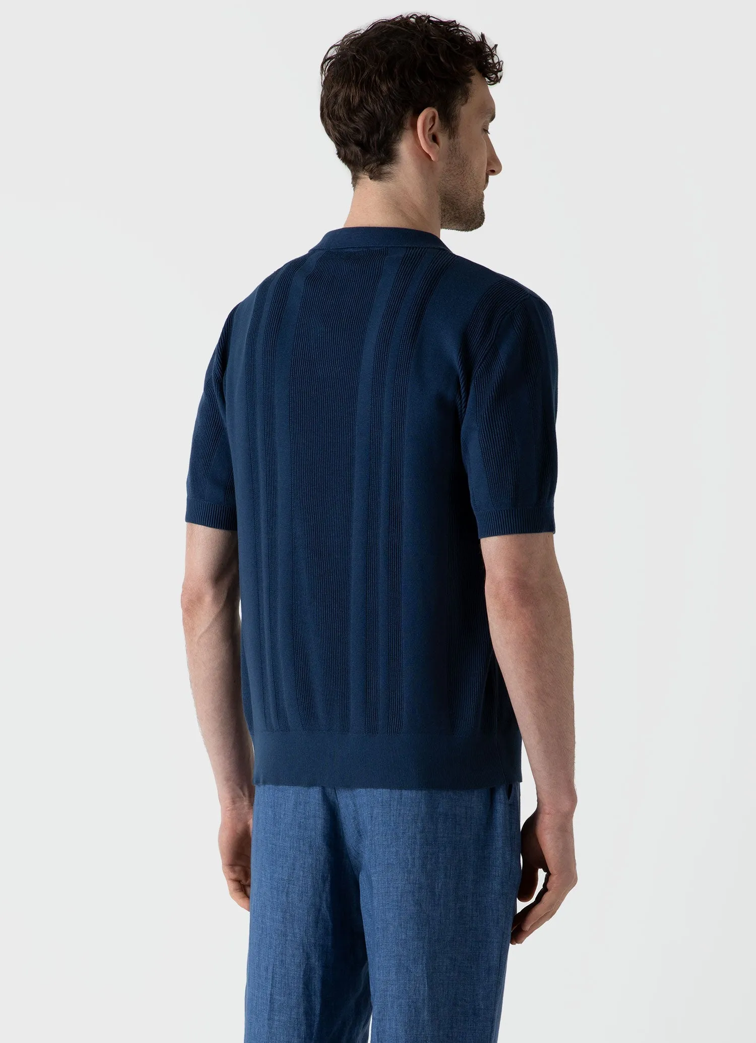 Men's Rib Knit Polo Shirt in Coast