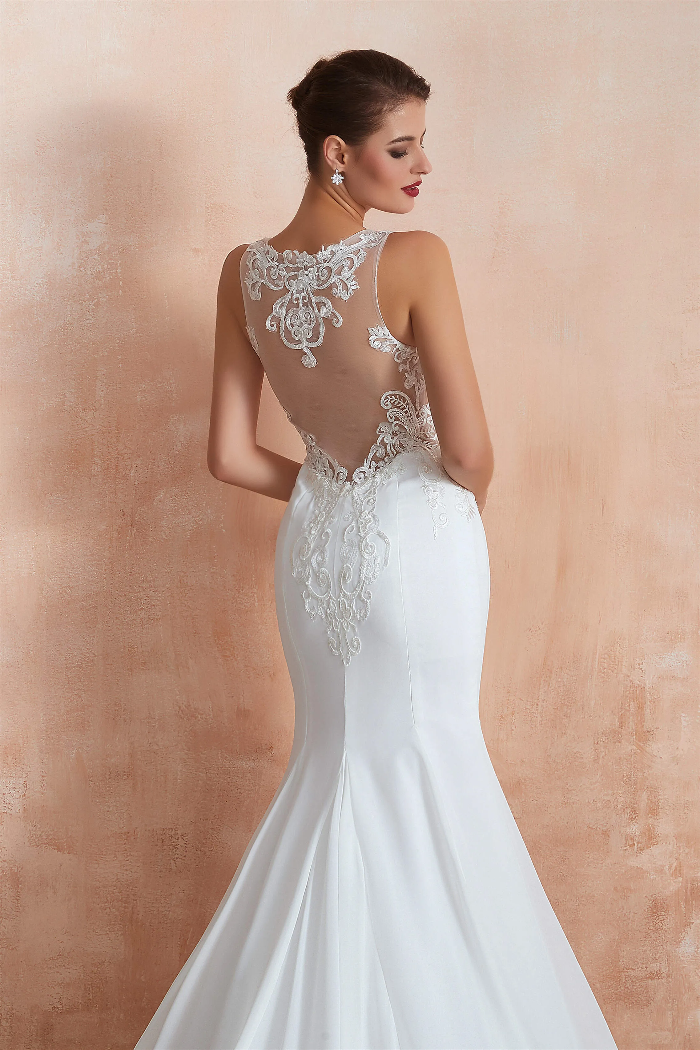 Mermaid See-Through Chiffon Wedding Dresses with Appliques