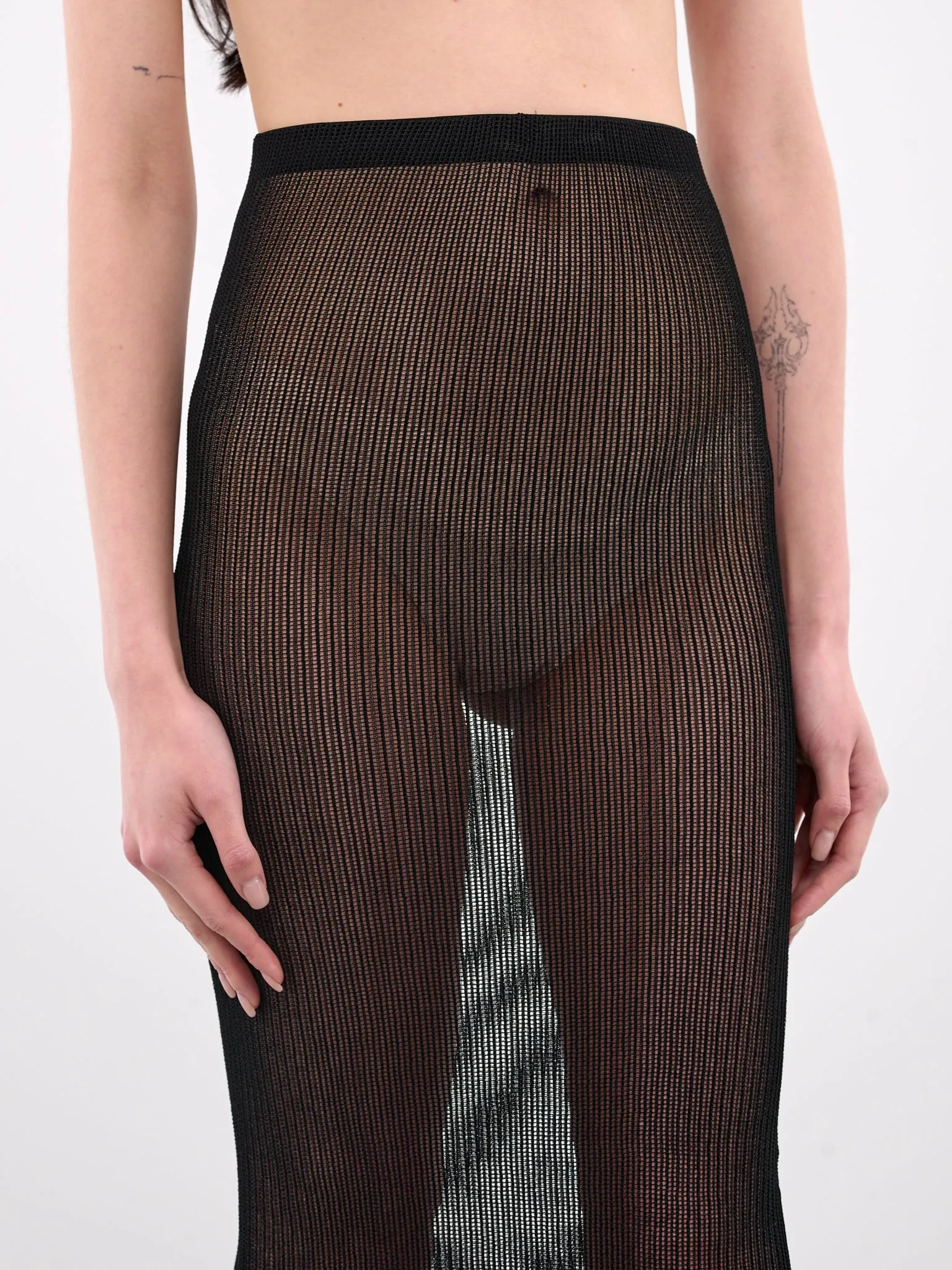 Mesh Knit Tube Skirt (S25K36-BLACK)