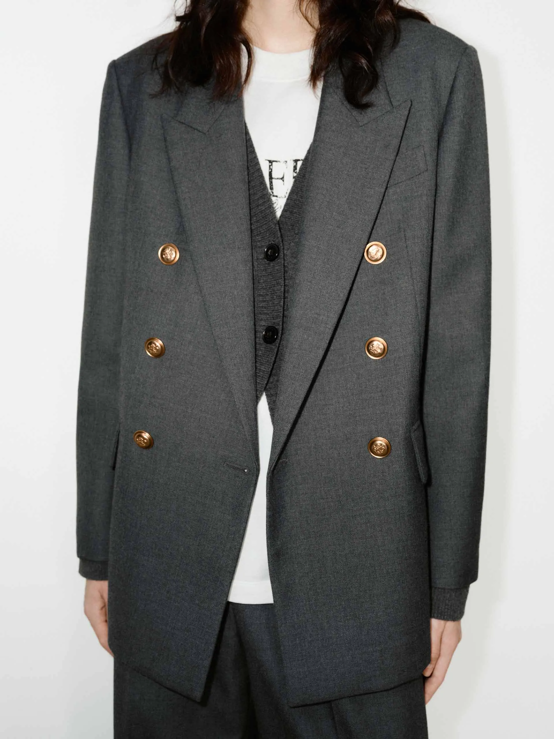 Metal Button Structured Blazer