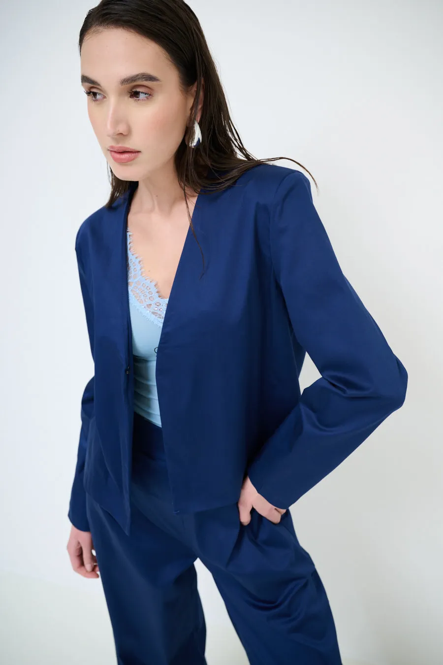 Minimalist open-front blazer wholesale