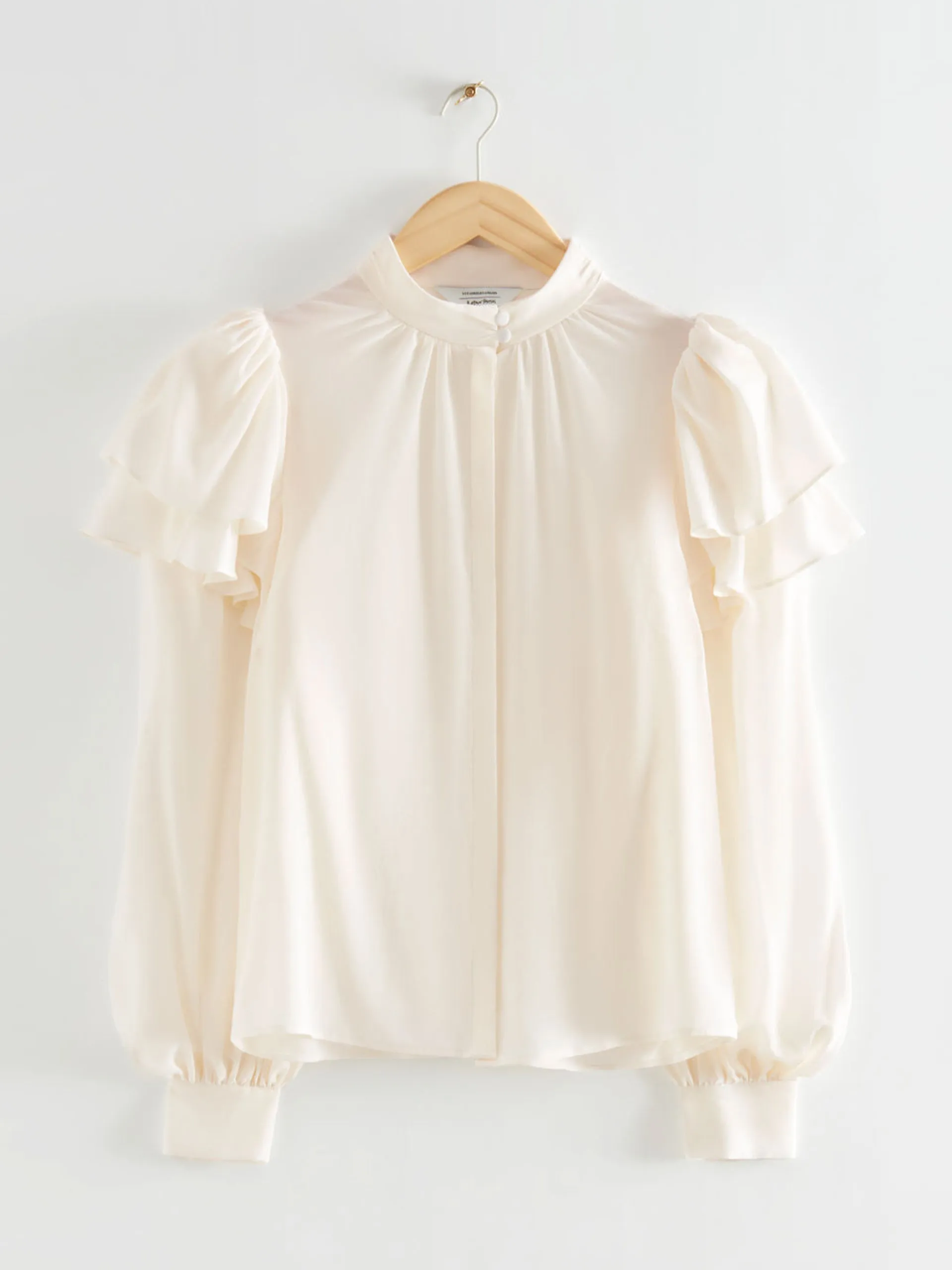 Mulberry silk layered frilled blouse