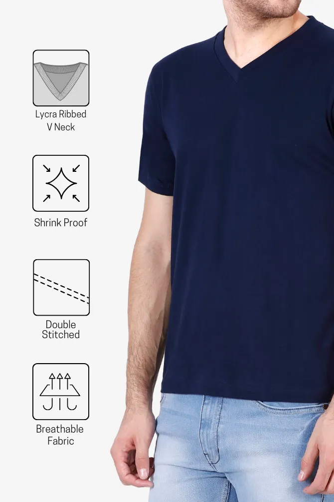 Navy Blue V Neck T-shirt for men