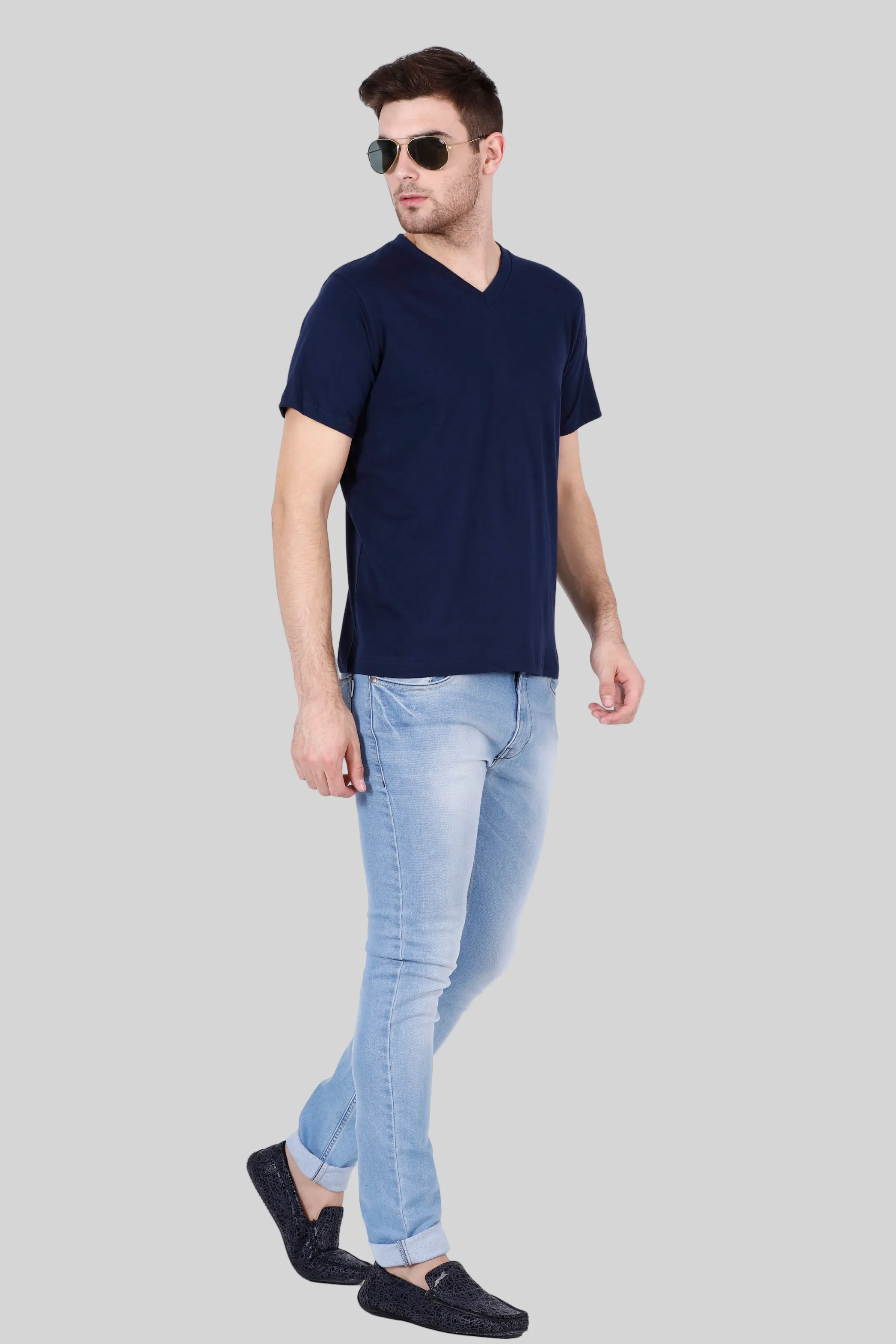 Navy Blue V Neck T-shirt for men