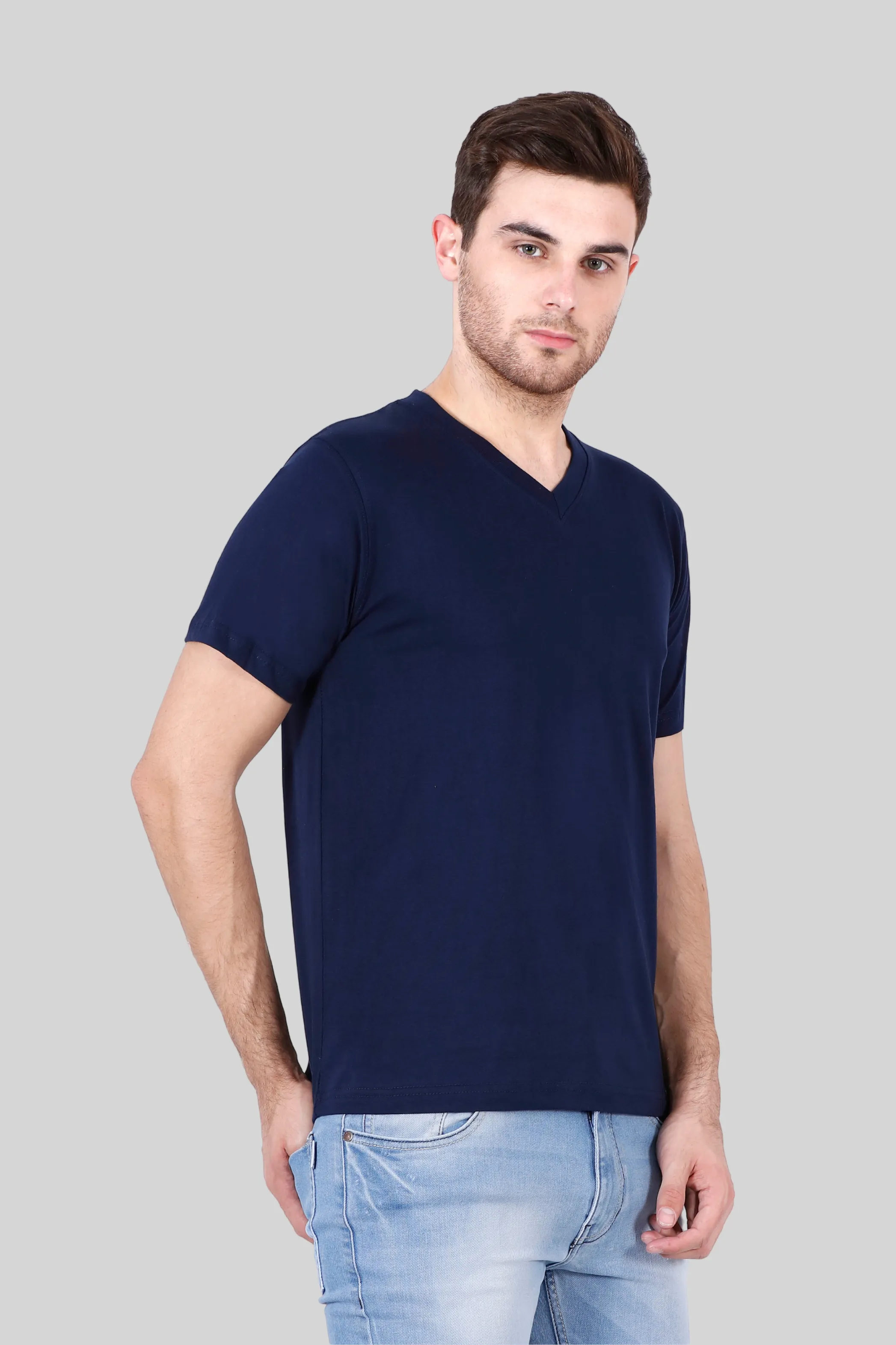 Navy Blue V Neck T-shirt for men