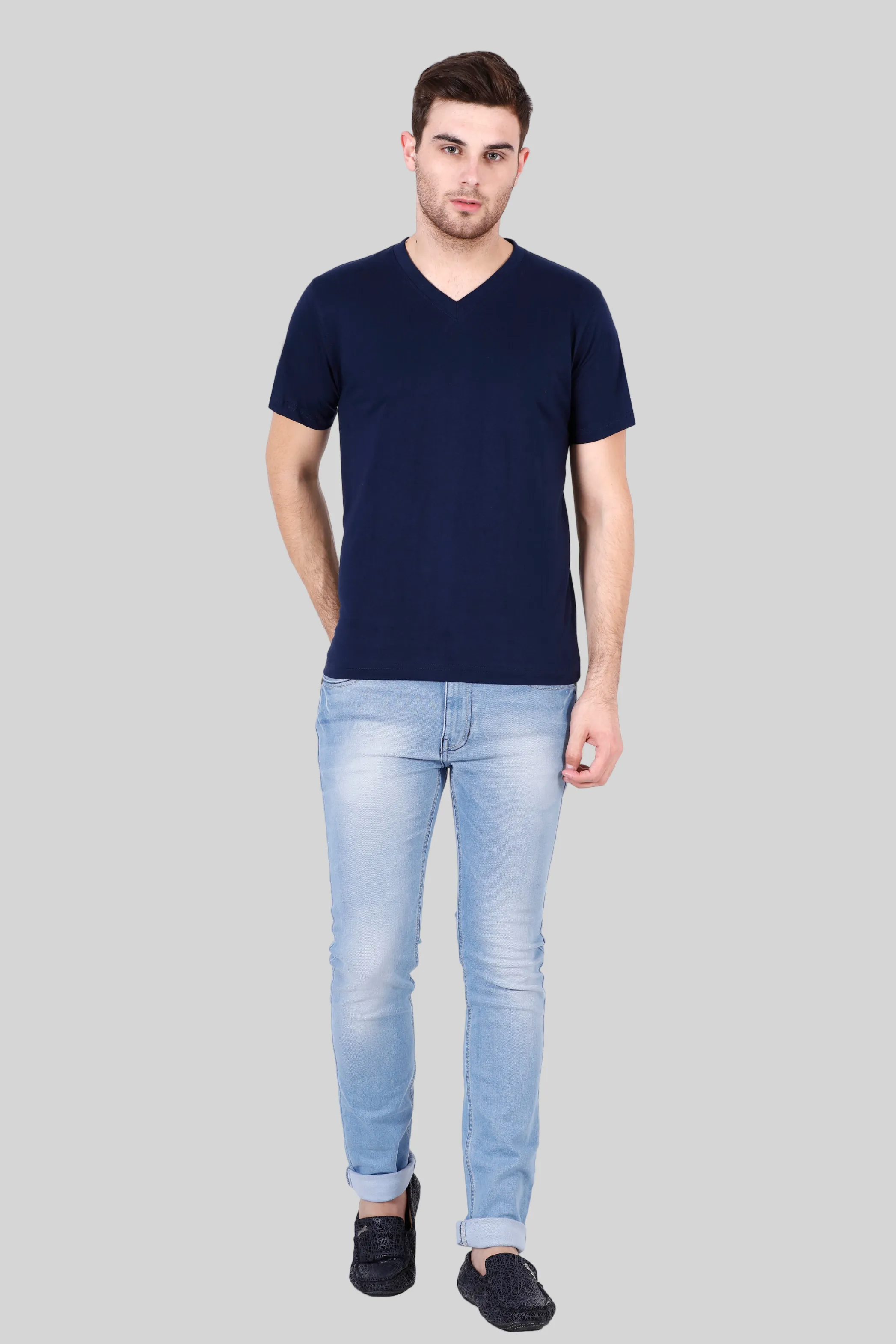 Navy Blue V Neck T-shirt for men