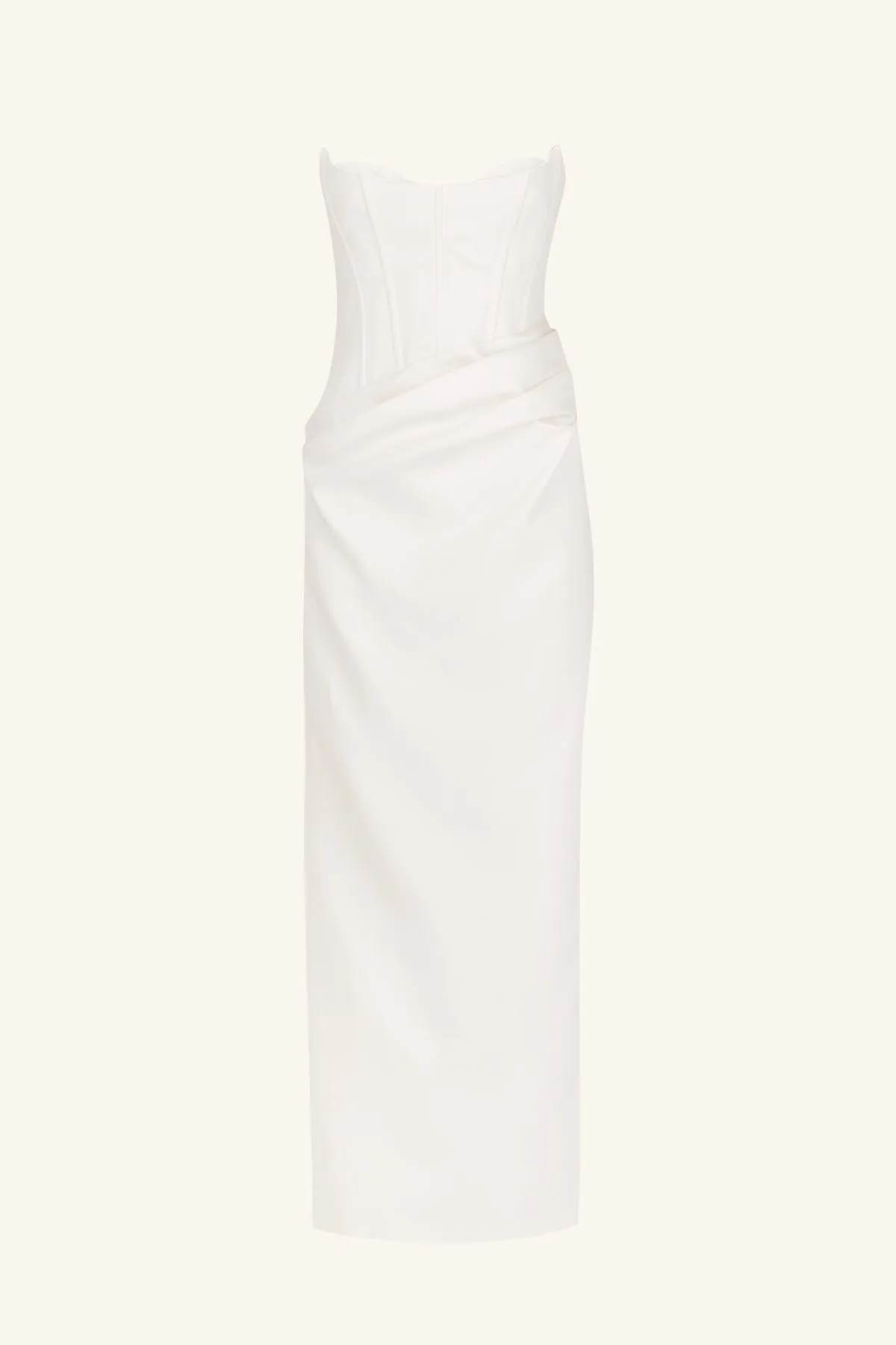 OAKLEY STRAPLESS DRAPED MAXI DRESS - IVORY