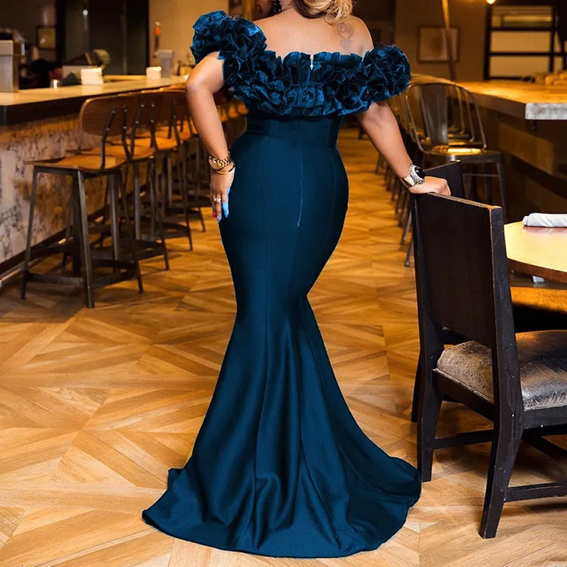 Off Shoulder Ruffles Mermaid Bodycon Long Dress