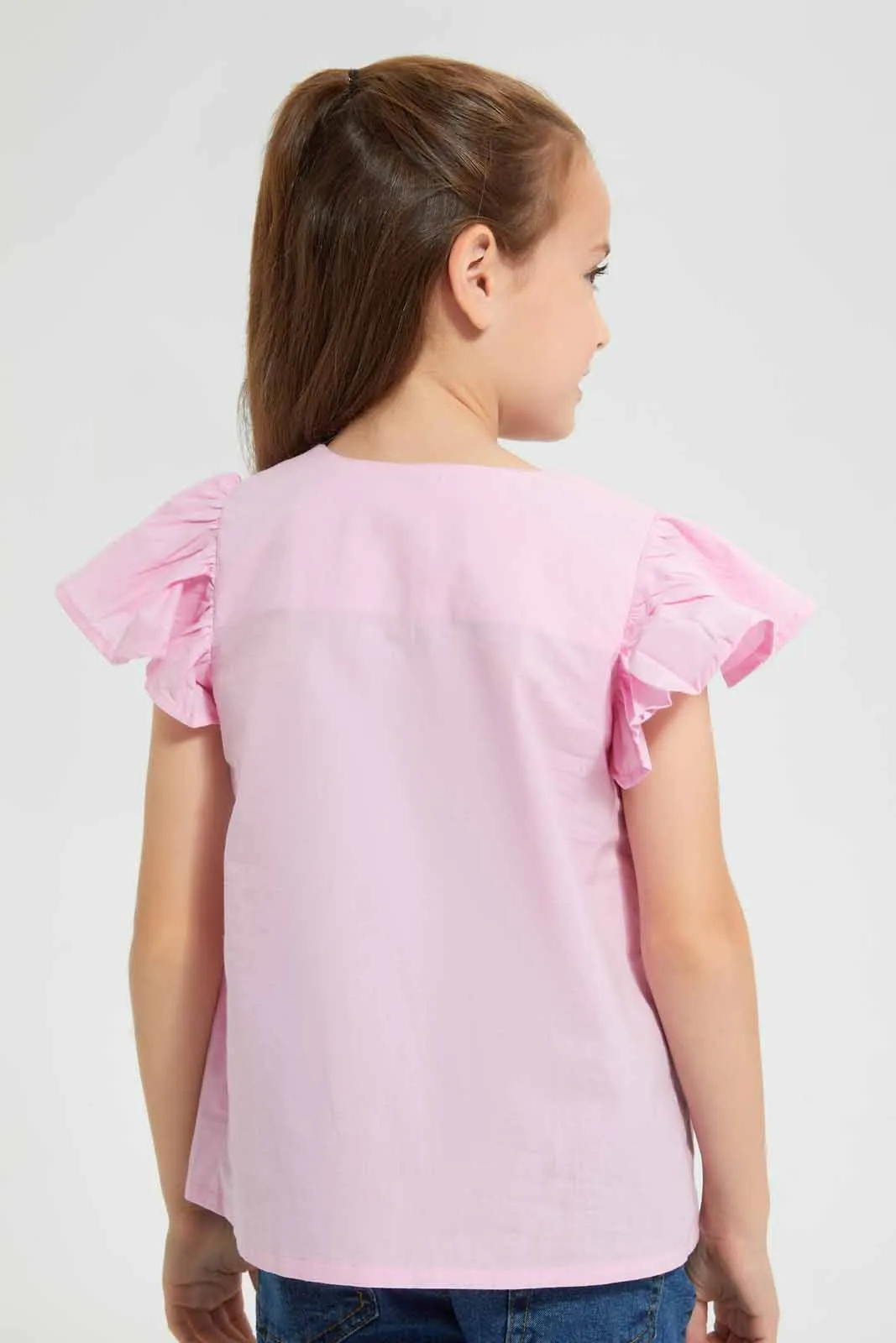 Pink Frilled Front Button Blouse