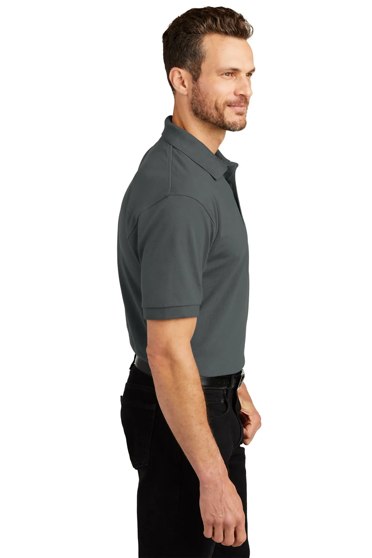 Port Authority Heavyweight Customized Cotton Pique Polos, Steel Grey