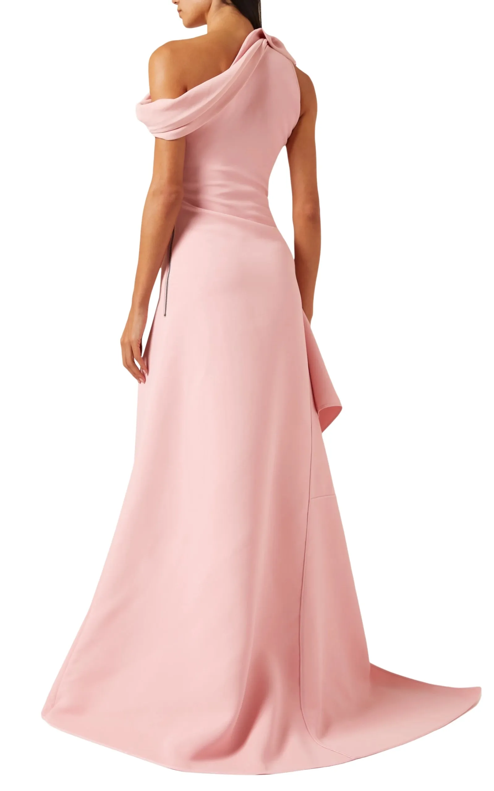 Provenance Ruffled One Shoulder Crepe Gown