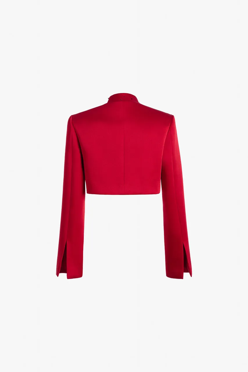 Red Long Sleeve Shirt & Black Satin Trousers