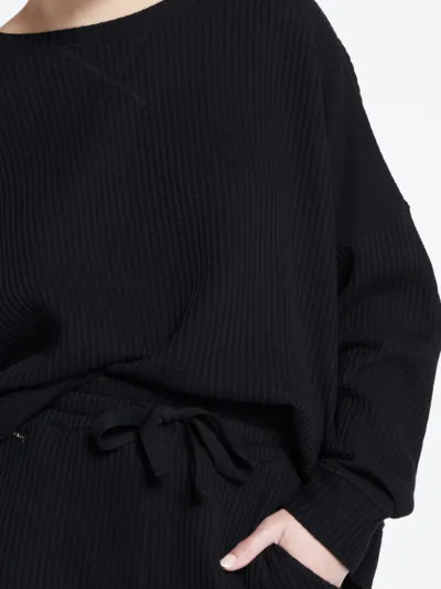 Relaxed fit structured sweater - Black