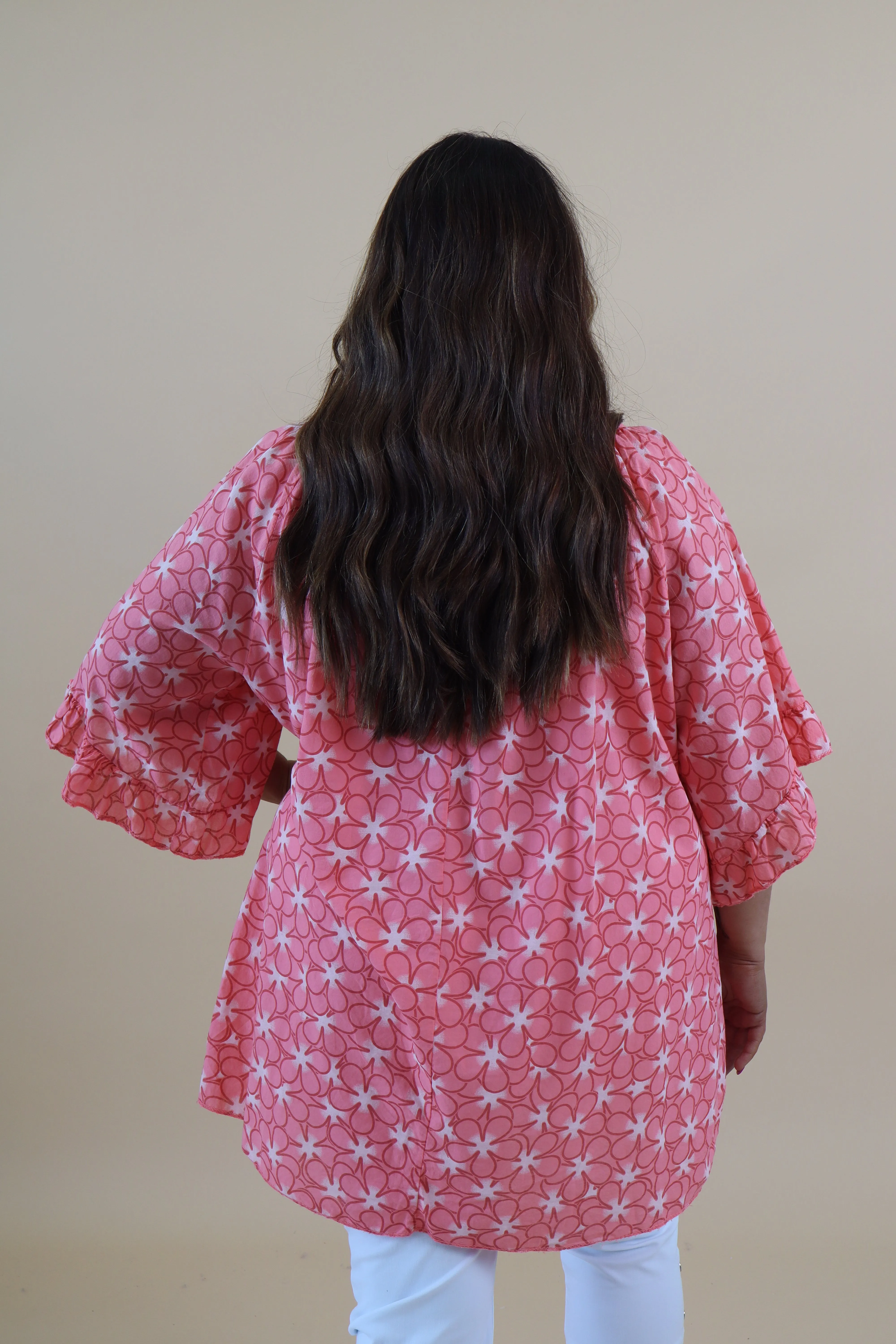 Rosie Printed Blouse in Coral