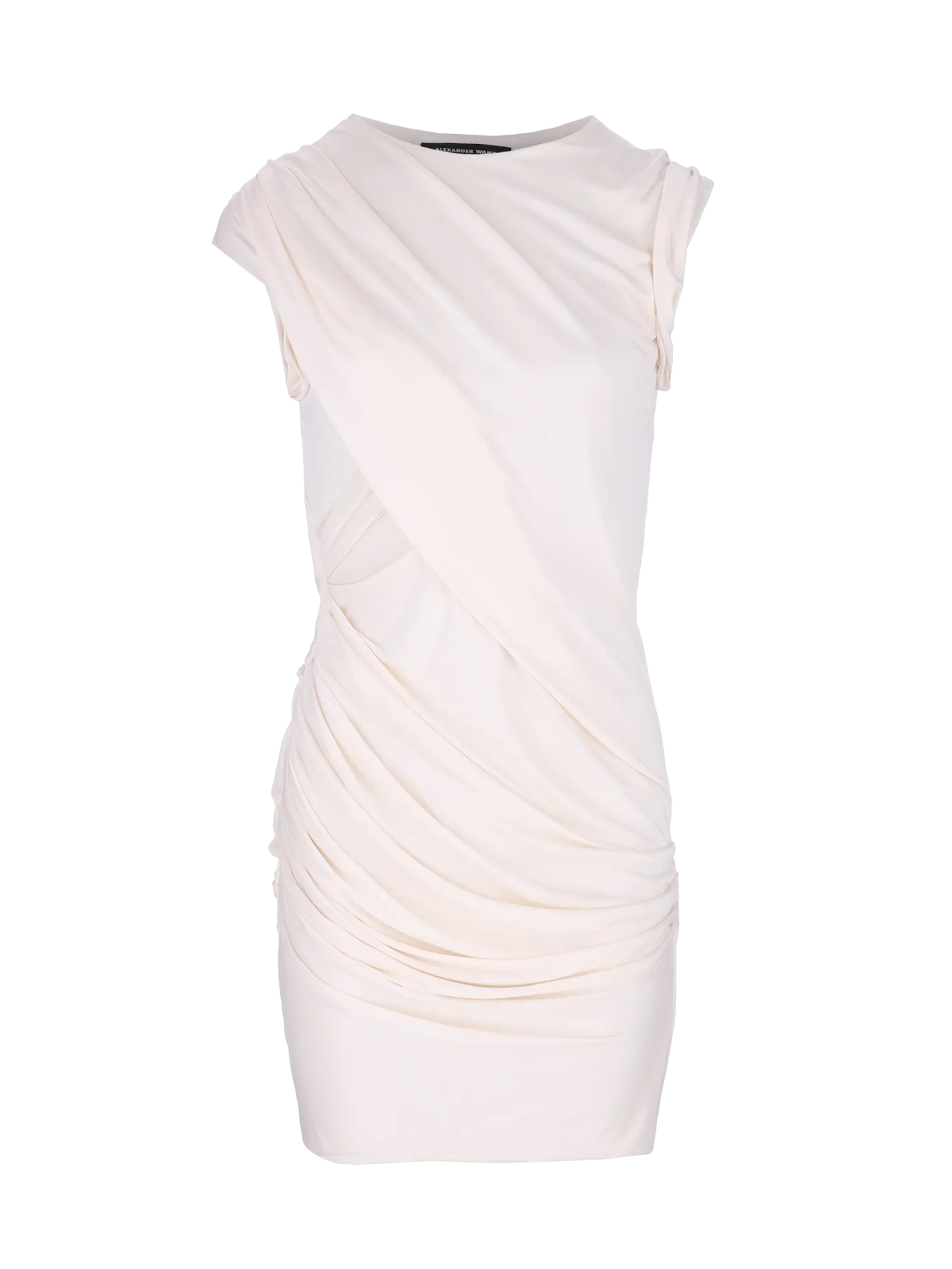 ruched draped silk-blend dress