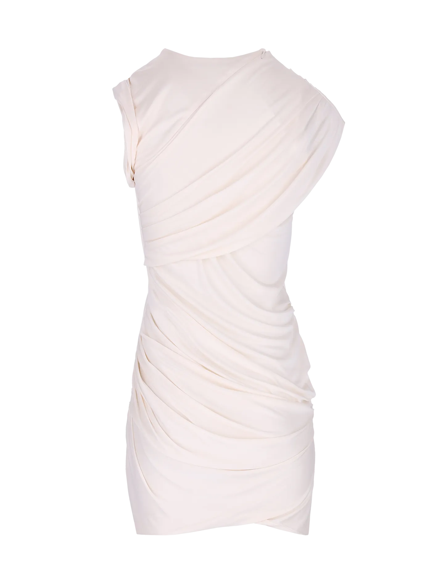 ruched draped silk-blend dress