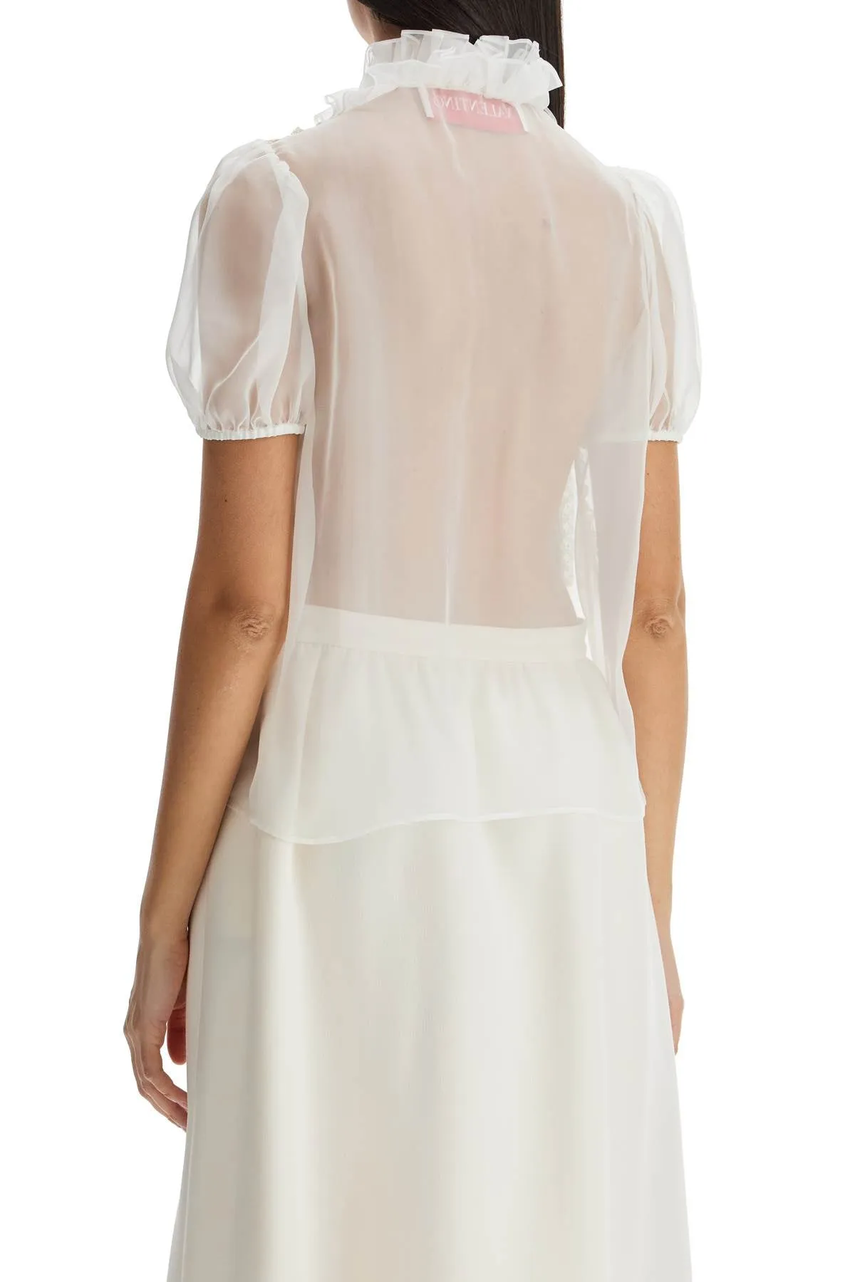 Silk Chiffon Blouse with Lace Ruffles