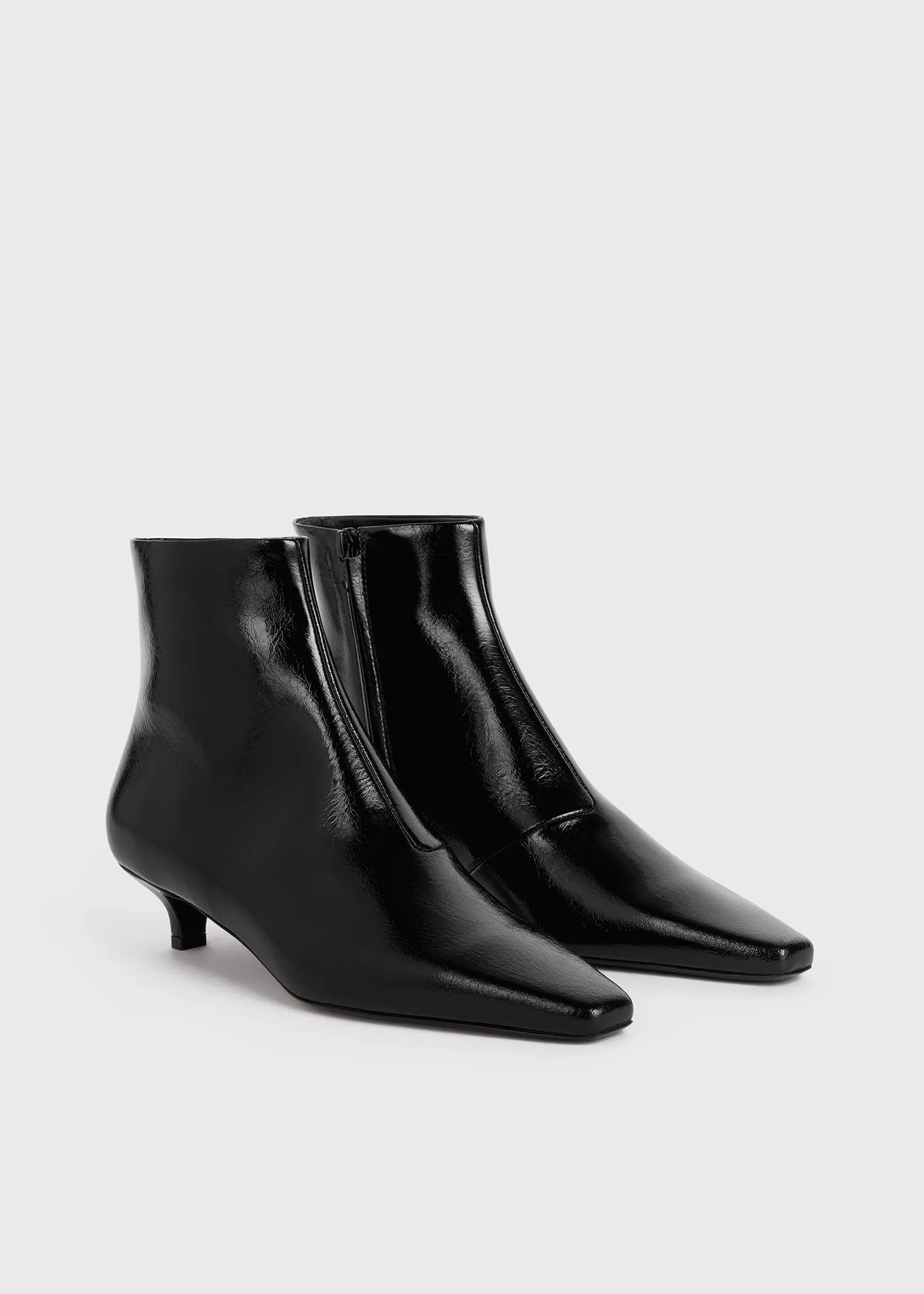 Slim patent ankle boots black