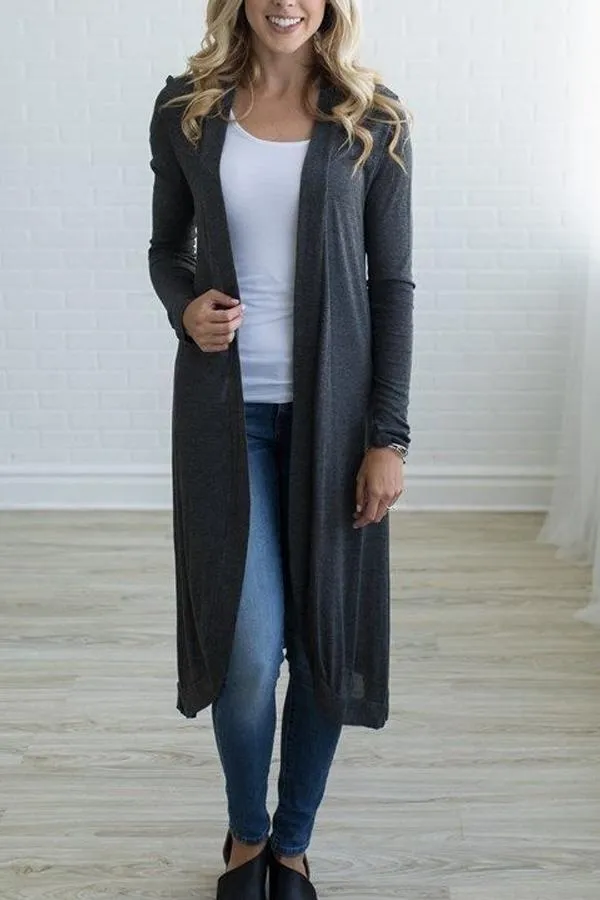 Snap  Front   Plain  Casual  Cardigans