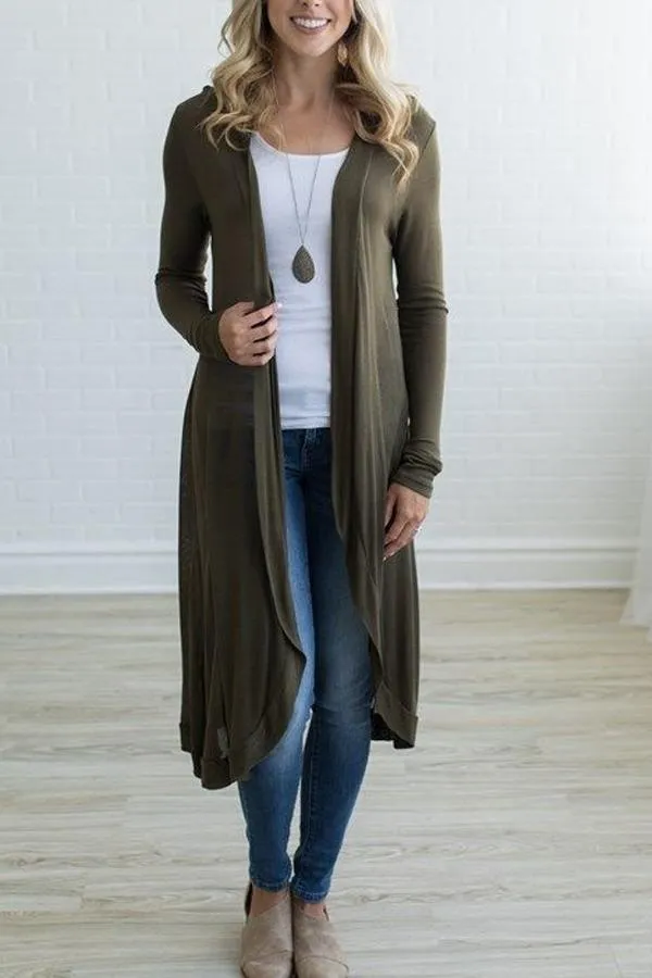 Snap  Front   Plain  Casual  Cardigans