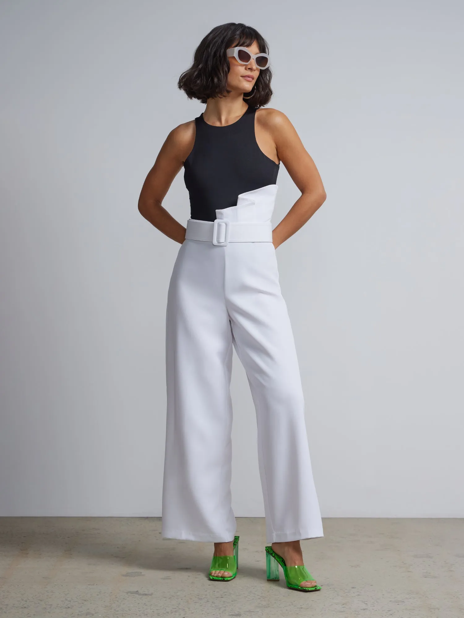 Statement Belted Wide Leg Pants