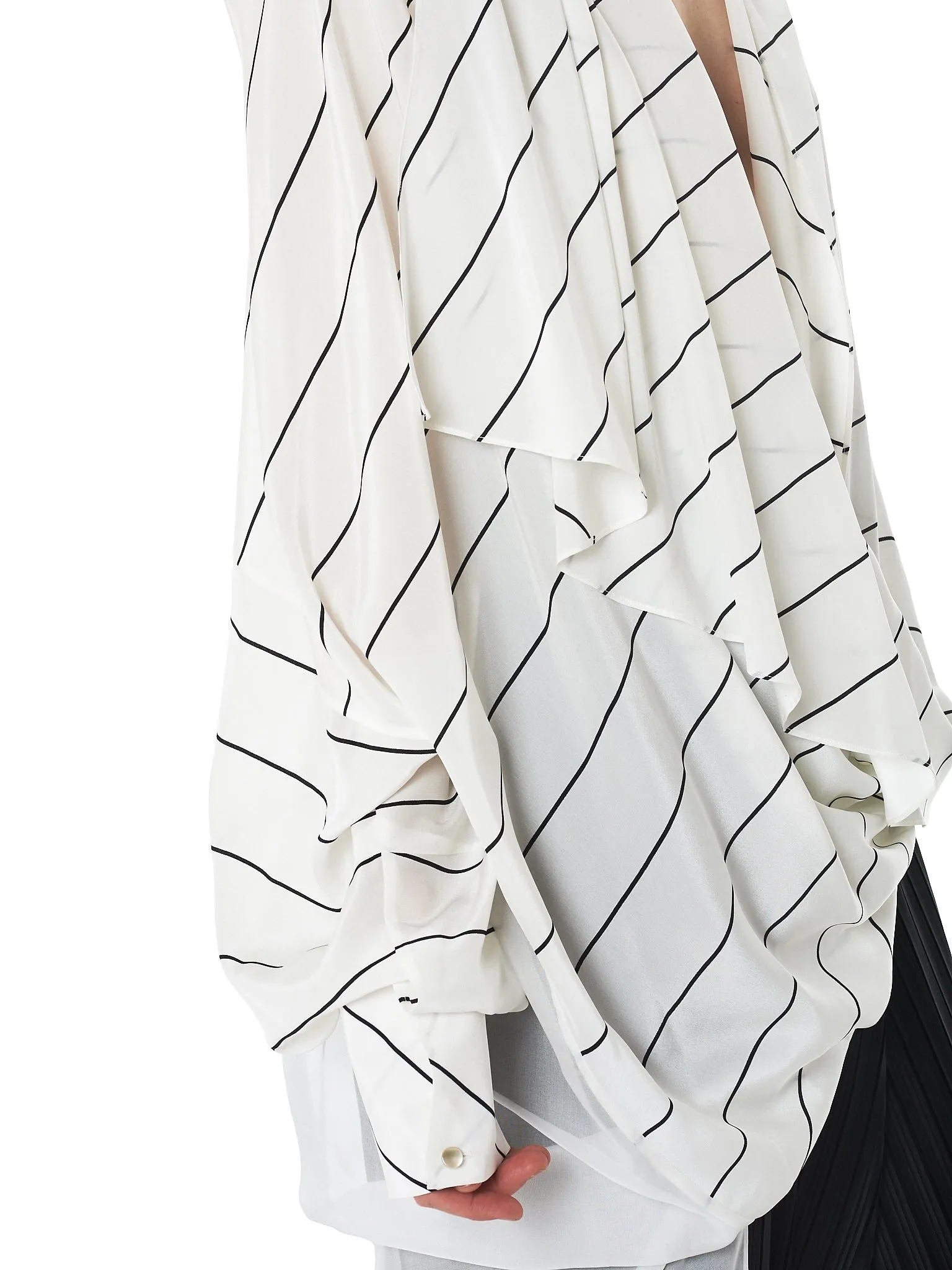 Striped Draped Dress (GNS-DR125-WHITE)