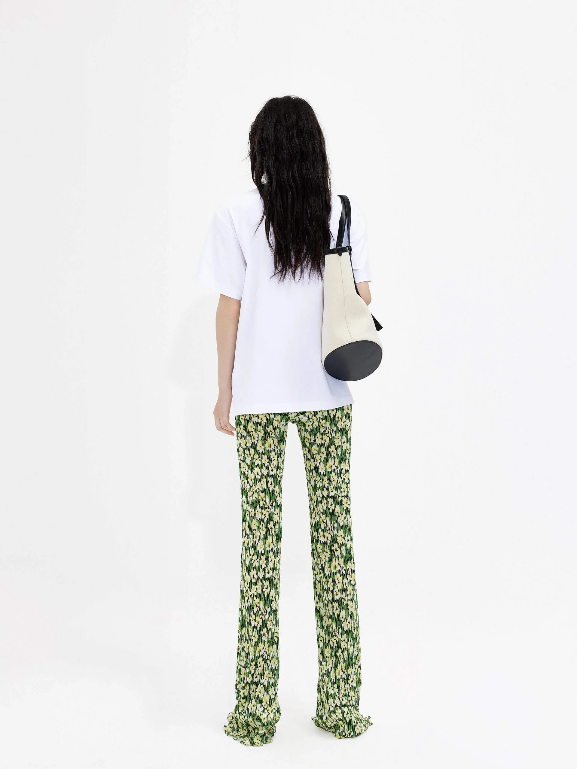 Structured Floral Print Pants