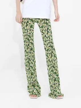 Structured Floral Print Pants