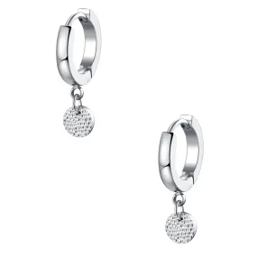 Textured Circle Hoop Earrings Silver