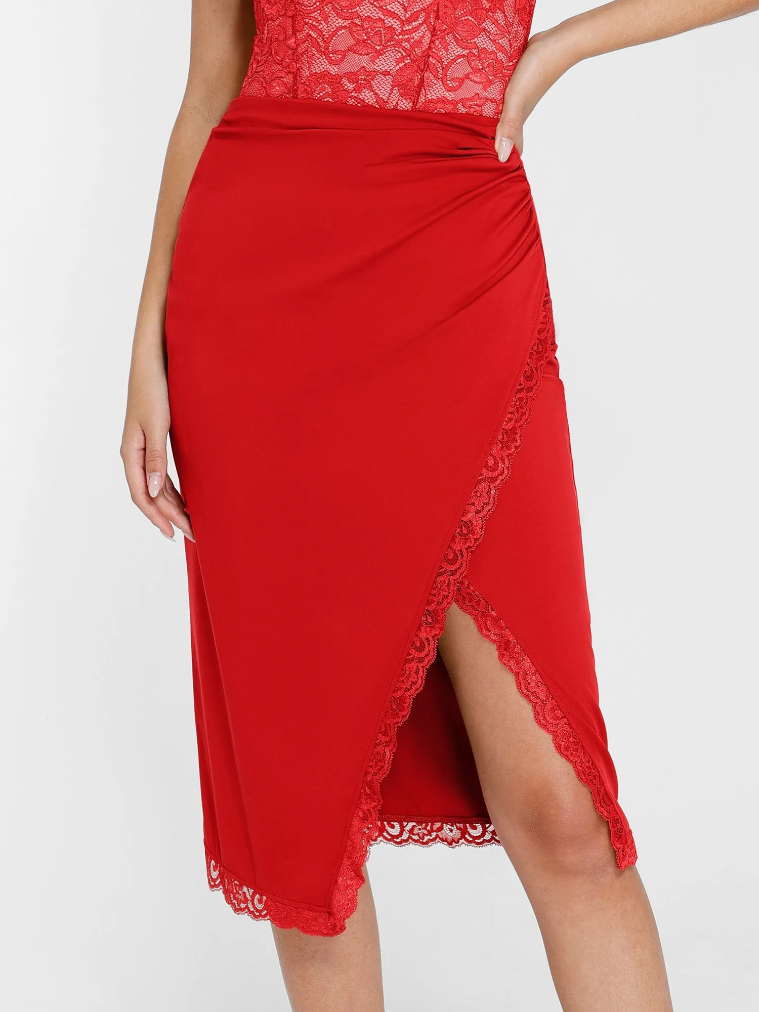 The Shapewear Skirt Lace Split Midi