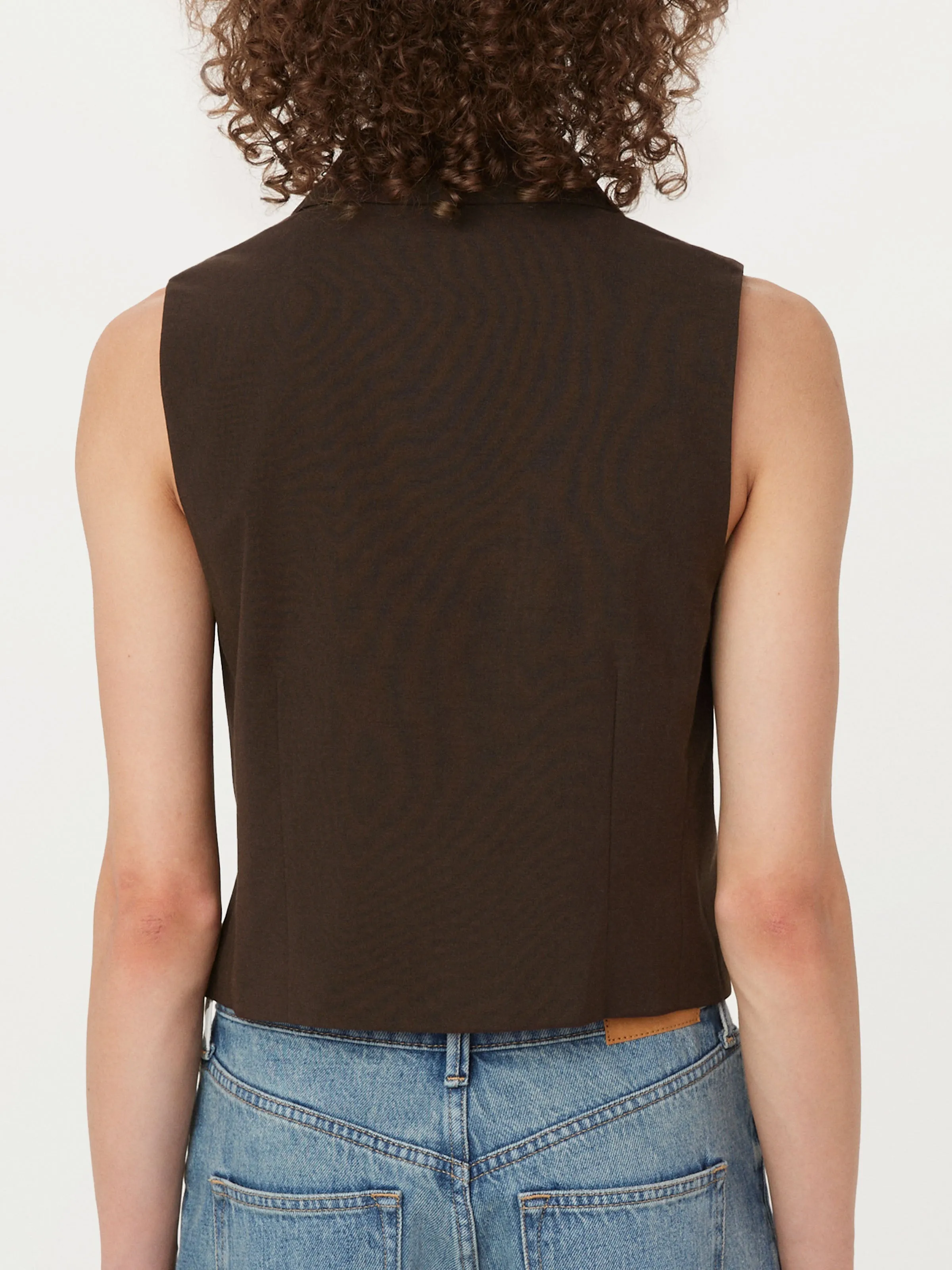 The Single Breasted Fitted Vest in Dark Chocolate