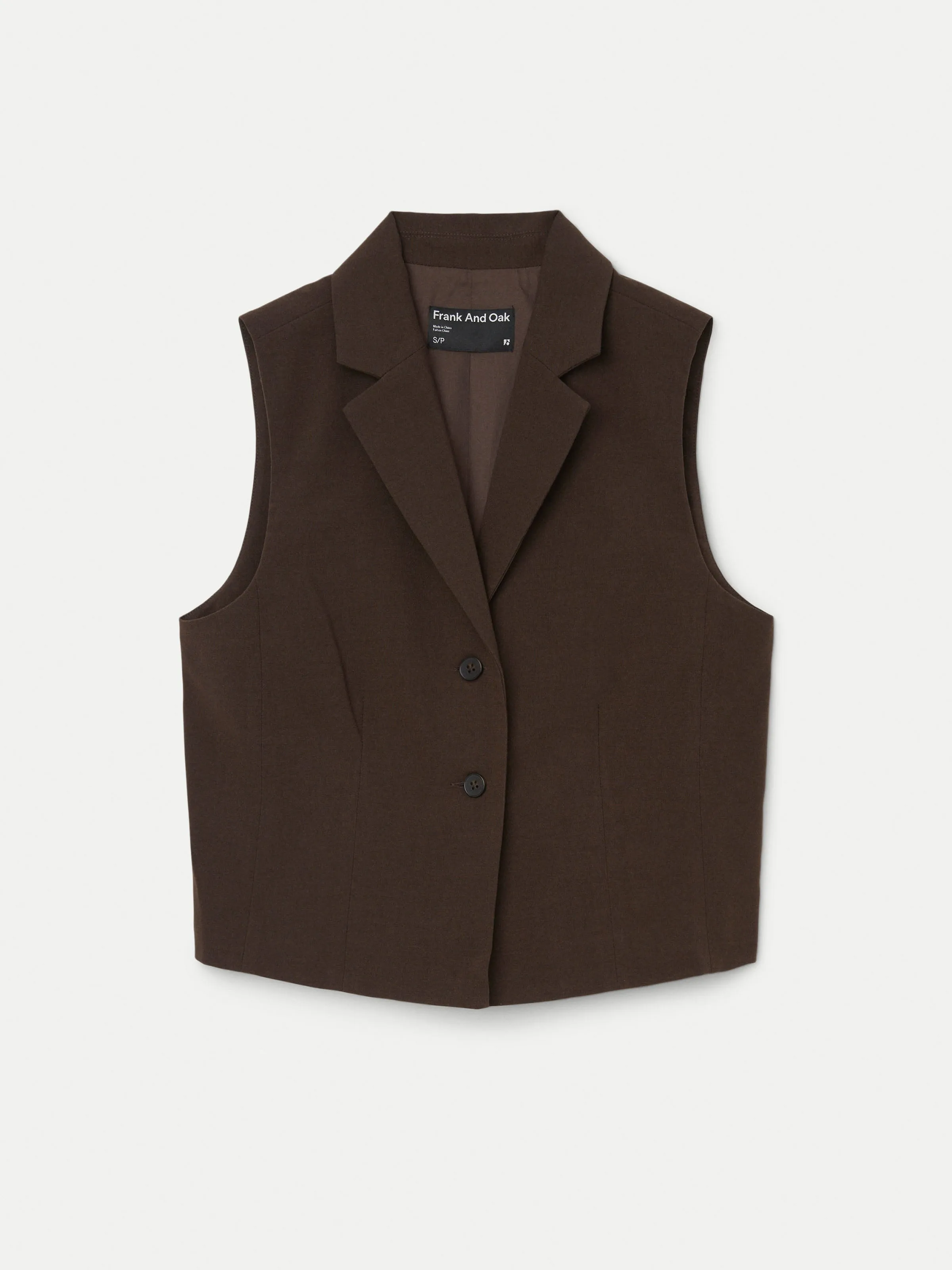 The Single Breasted Fitted Vest in Dark Chocolate