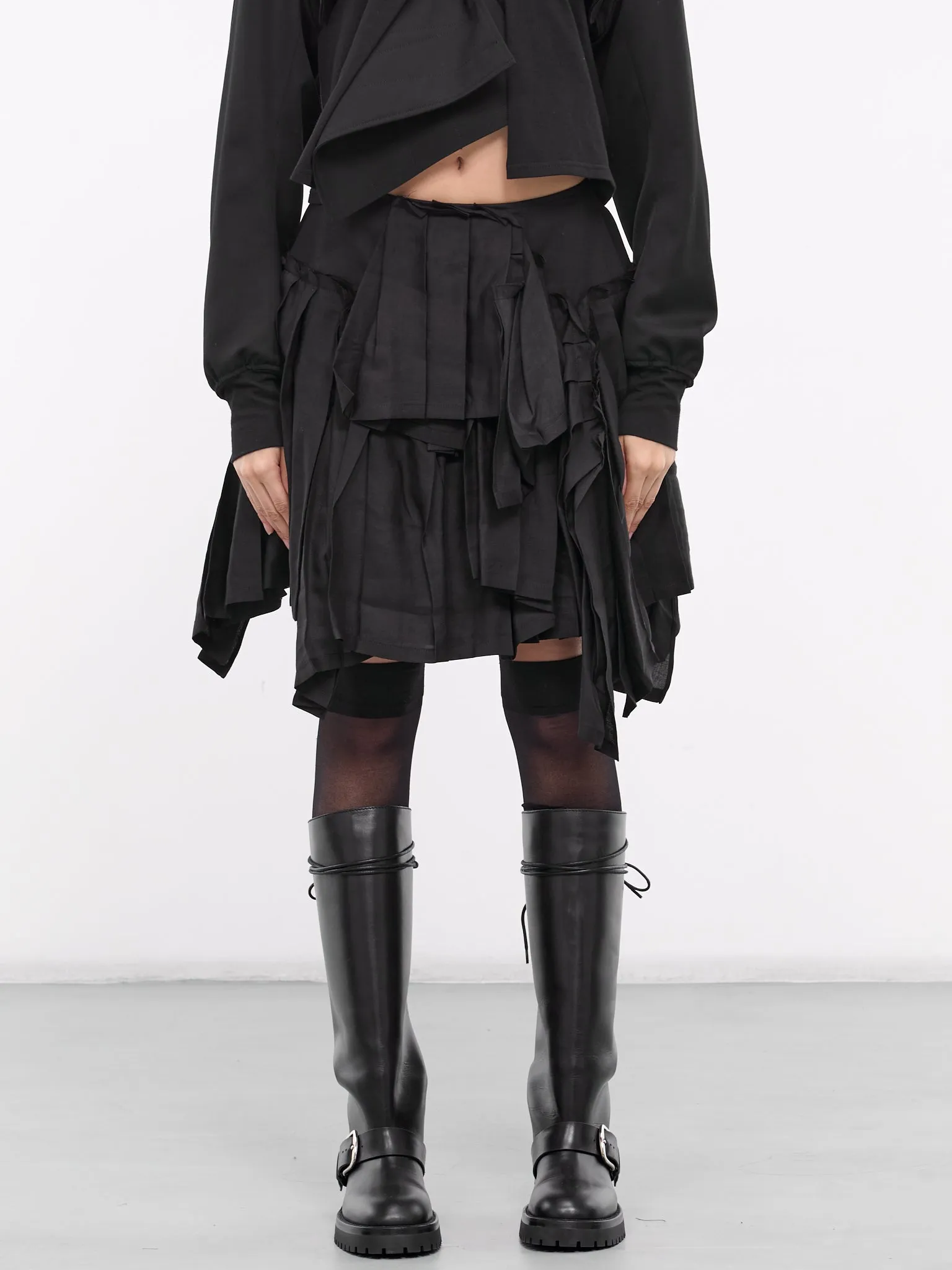 Twill Pleated Mini Skirt (FS-S13-204-1-BLACK)