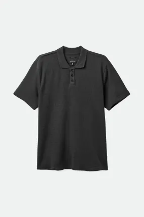 Waffle S/S Polo - Washed Black