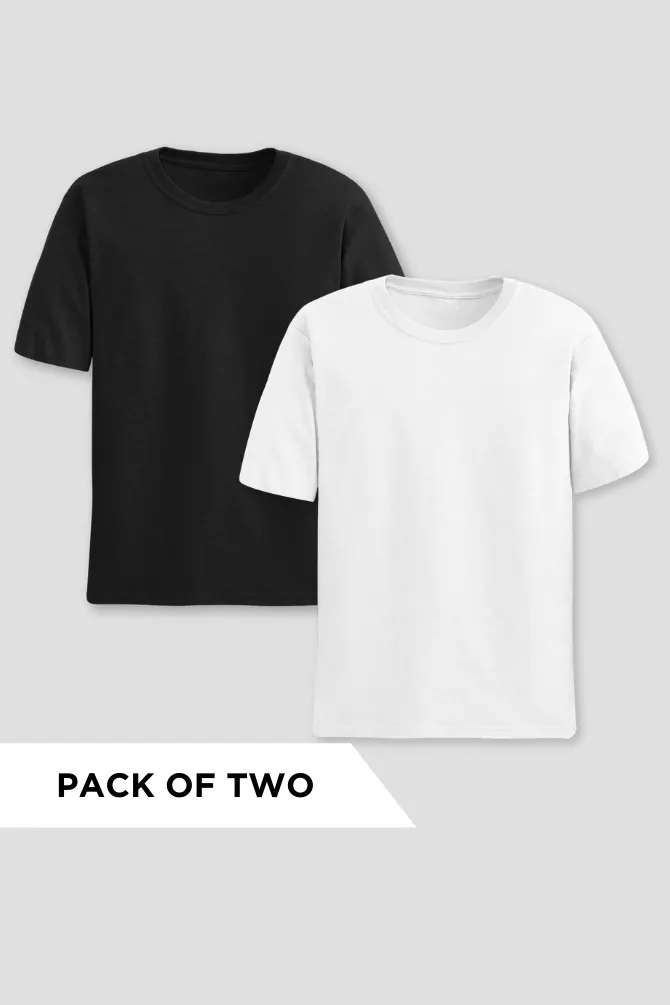 White and Black Plain T-shirts Combo for Women